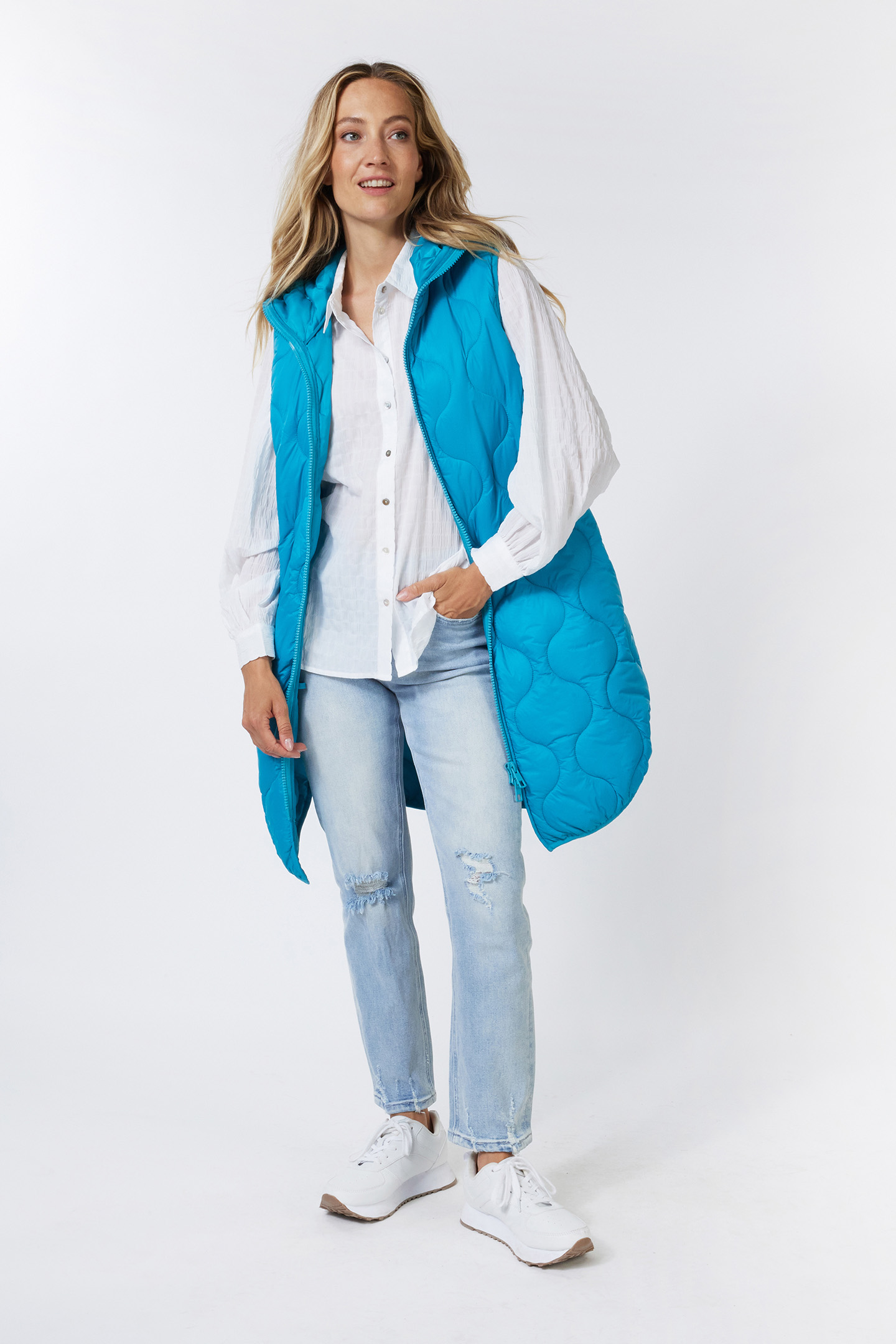 BODYWARMER QUILTED LONG PETROL 3