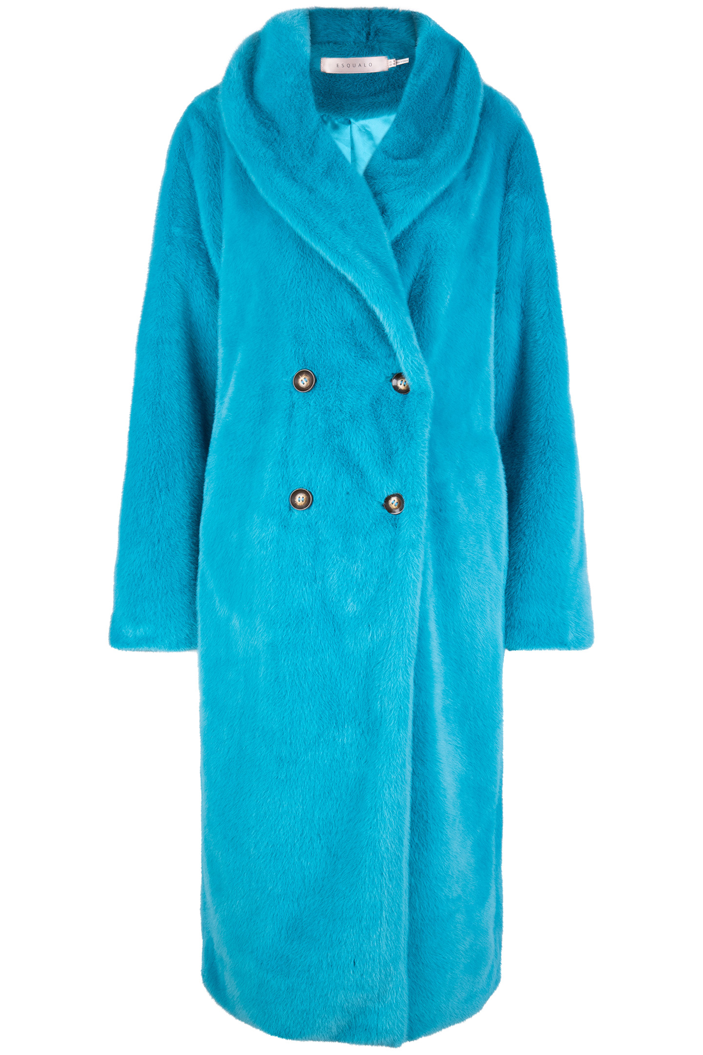 COAT SHAWL COLLAR FAKE FUR PETROL 4