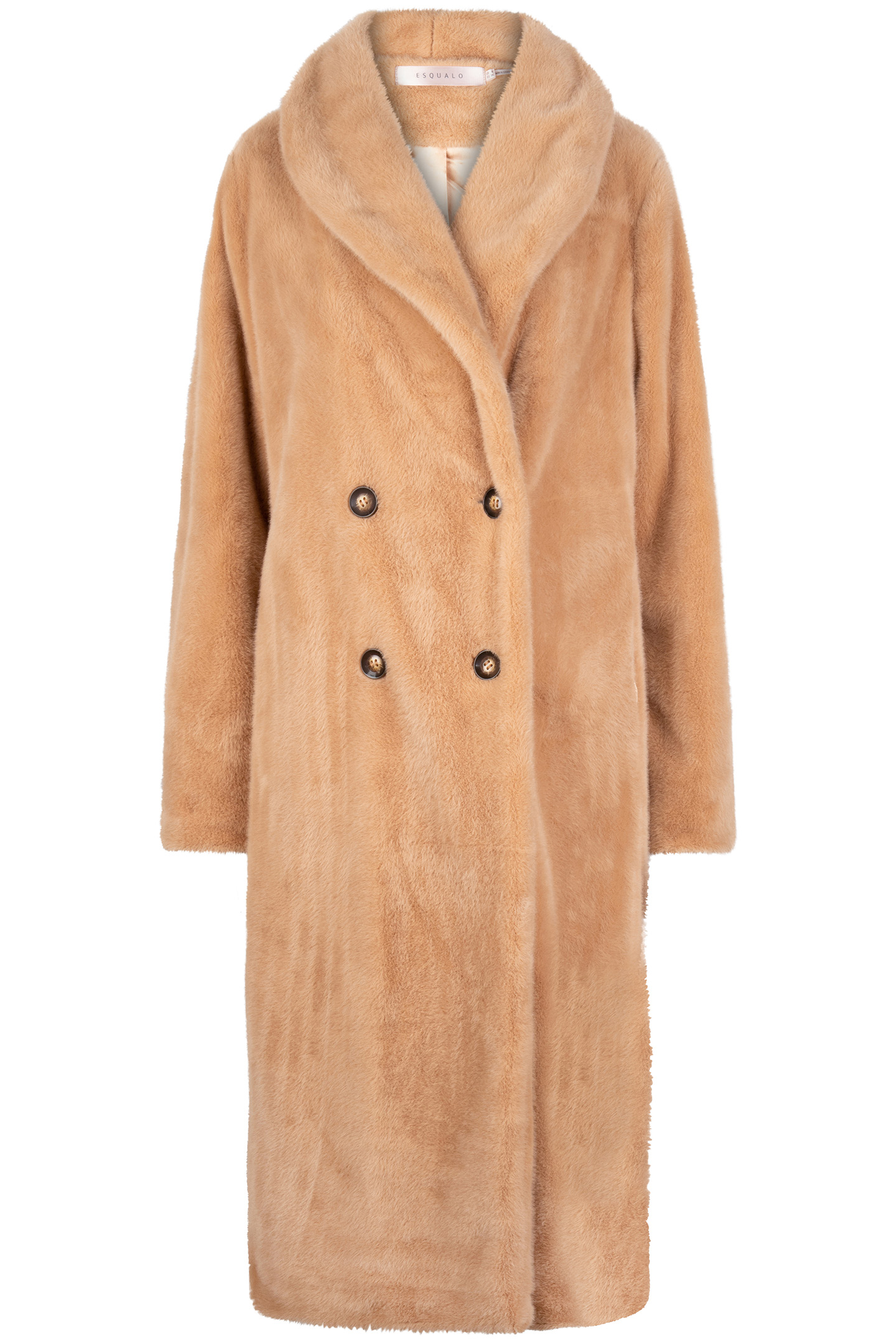 COAT SHAWL COLLAR FAKE FUR CAMEL 3