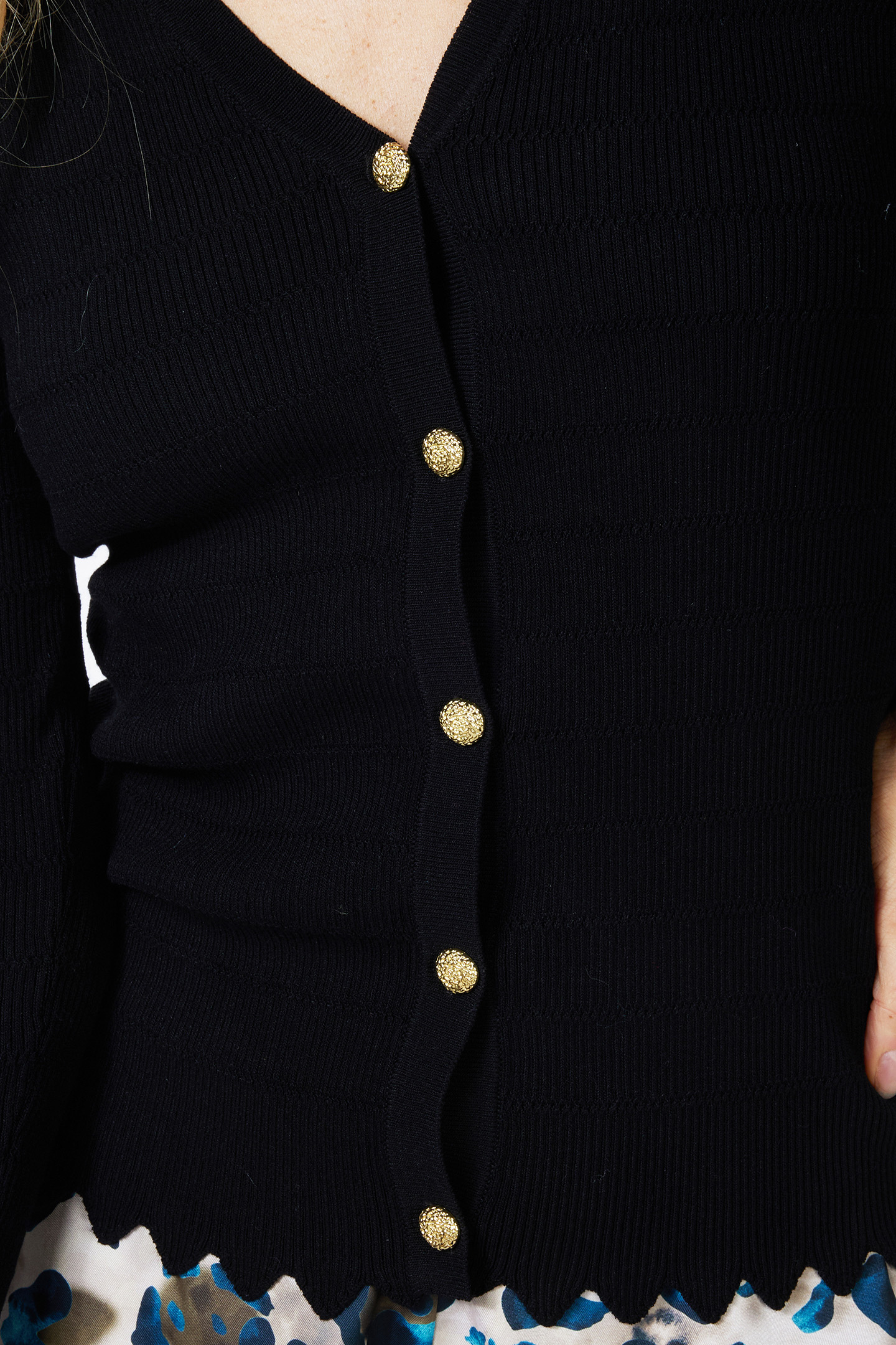 CARDIGAN SHORT FANCY KNIT BLACK 7