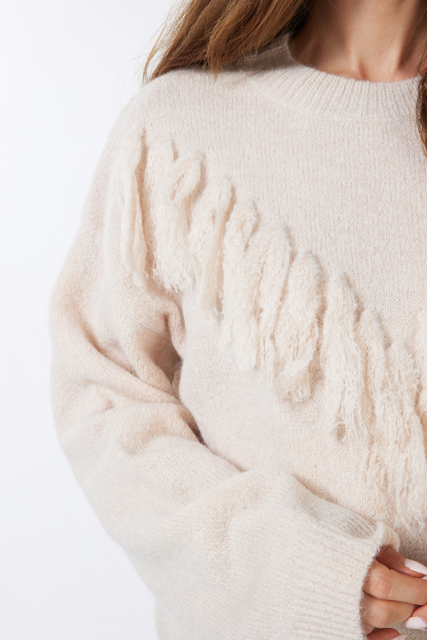 SWEATER FRINGES LIGHT SAND 8