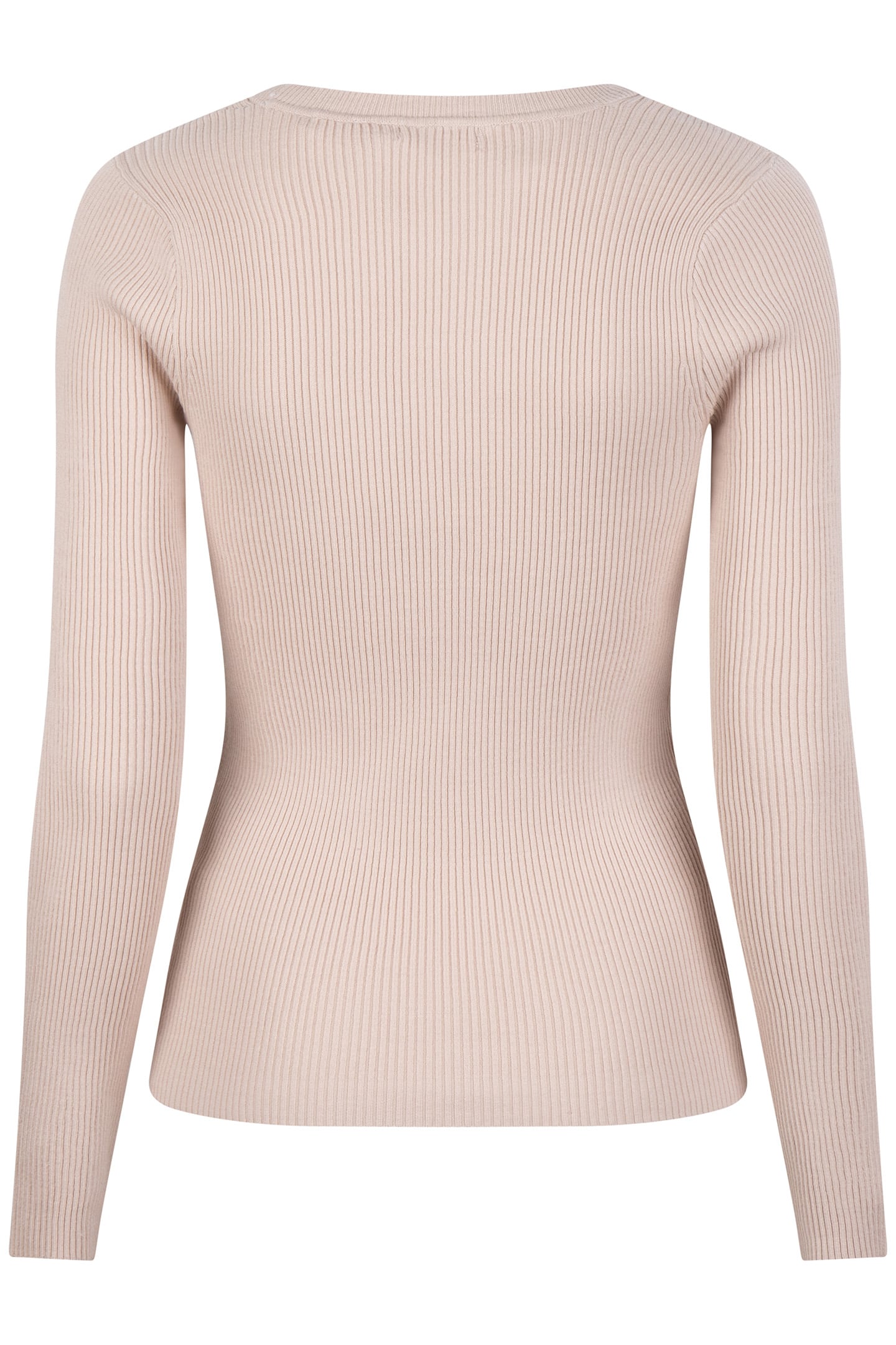 SWEATER DEEP ROUND NECK RIB LIGHT SAND 4
