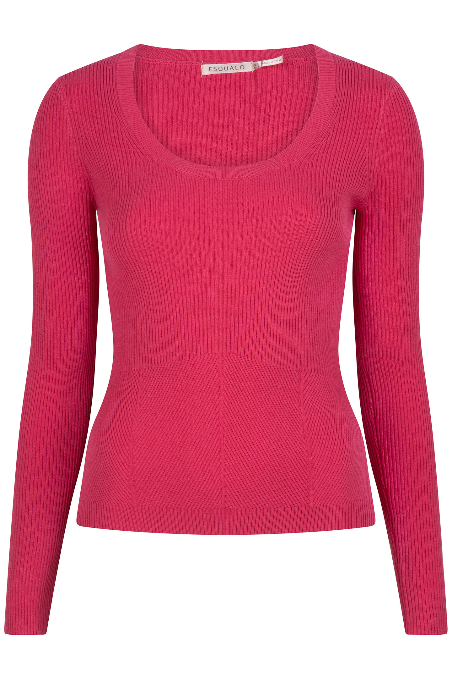 SWEATER DEEP ROUND NECK RIB FUCHSIA 3