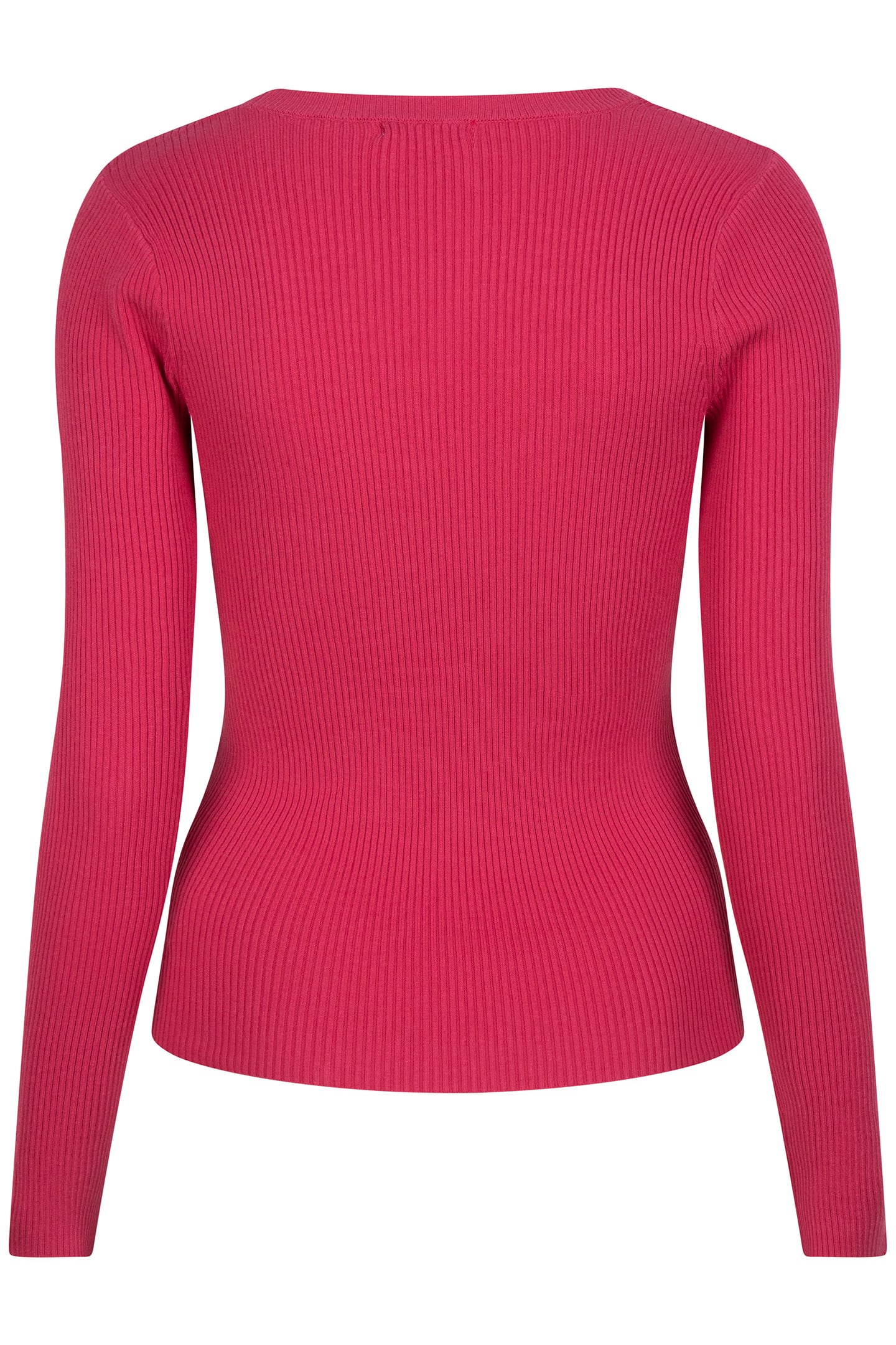 SWEATER DEEP ROUND NECK RIB FUCHSIA 4