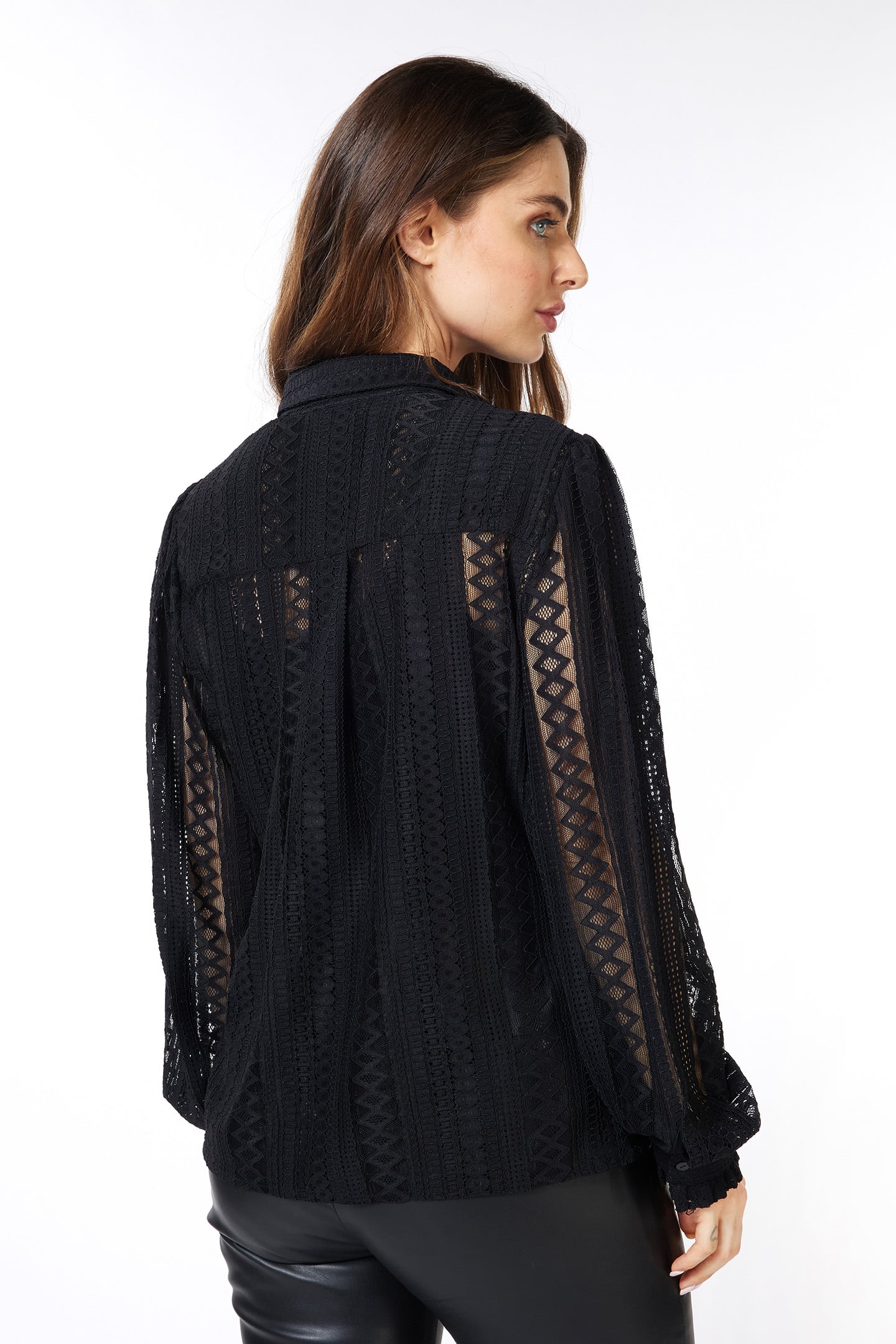BLOUSE LACE PUFF SLVE BLACK 4