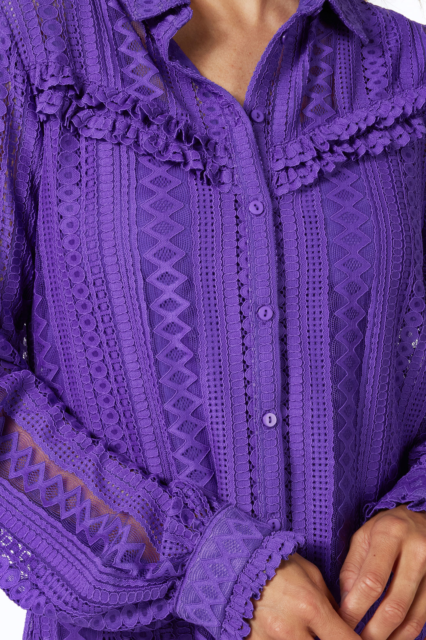 BLOUSE LACE PUFF SLVE DEEP LAVENDER 7