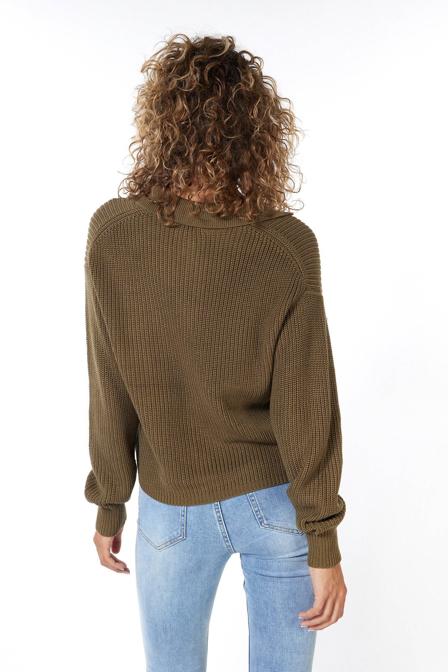 CARDIGAN POLO COLLAR ARMY GREEN 5