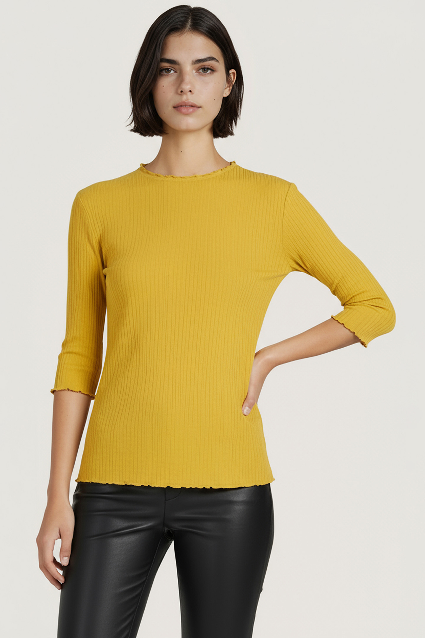 TOP IRREGULAR RIB OCHRE 1