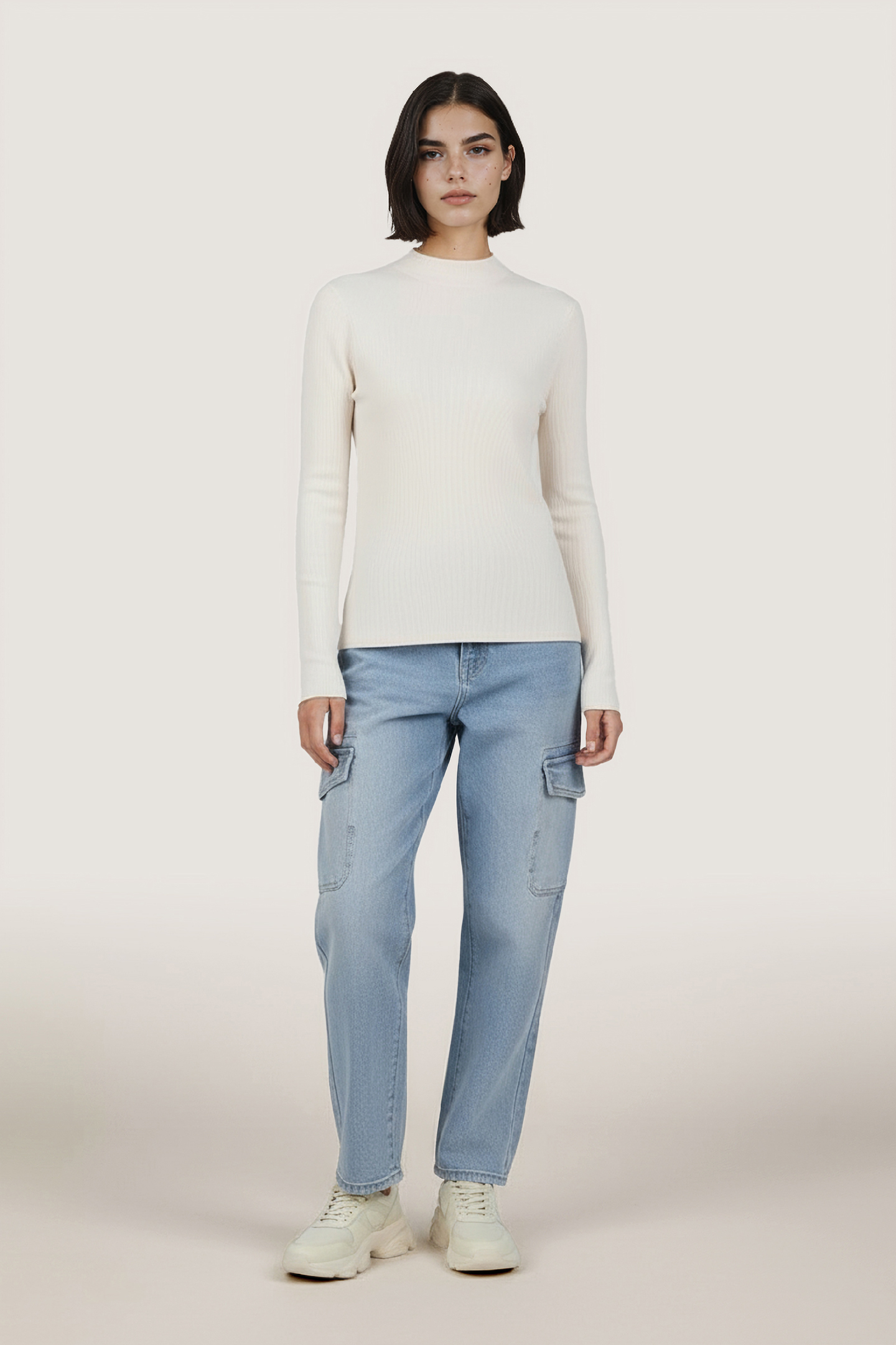 TOP RIB LONG SLVE LIGHT SAND 2