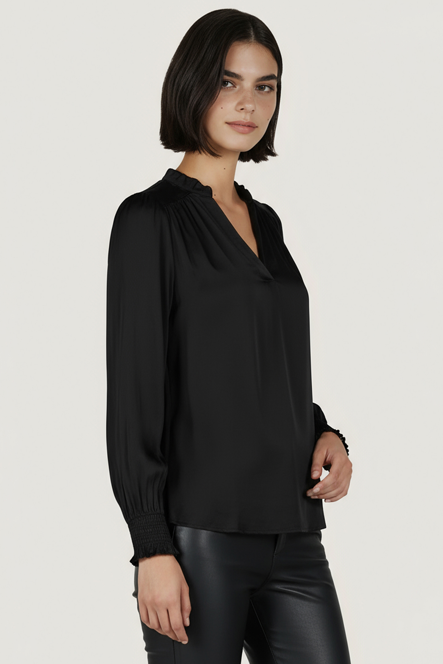 BLOUSE SHOULDER DETAILS BLACK 1