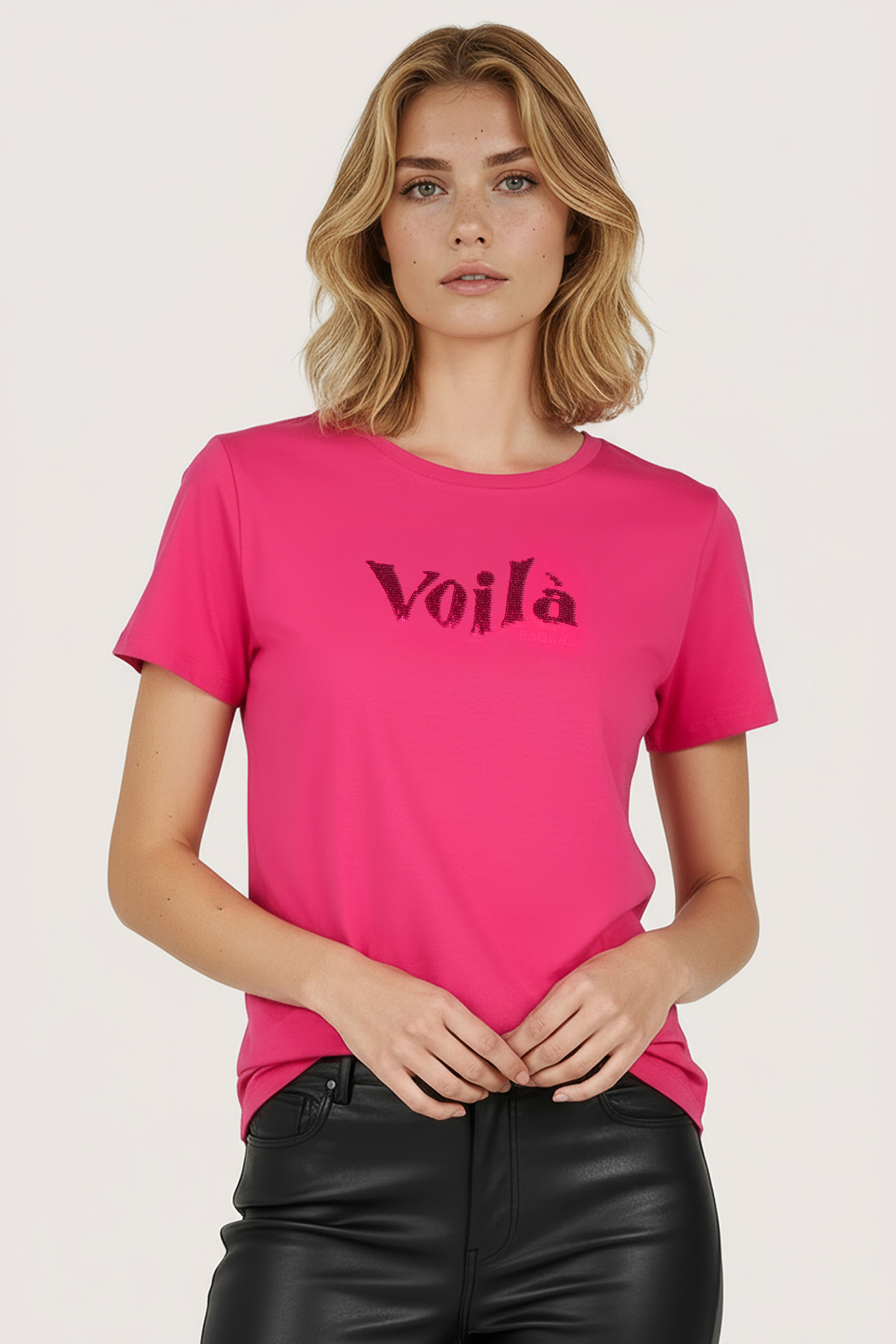 T-SHIRT VOILA SEQUINS FUCHSIA 1