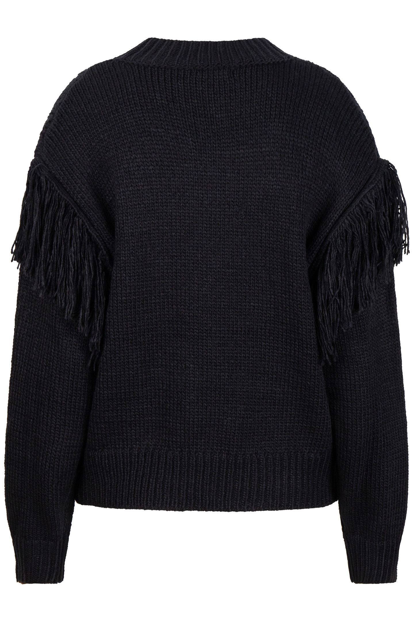 SWEATER CABLE & FRINGES BLACK 5