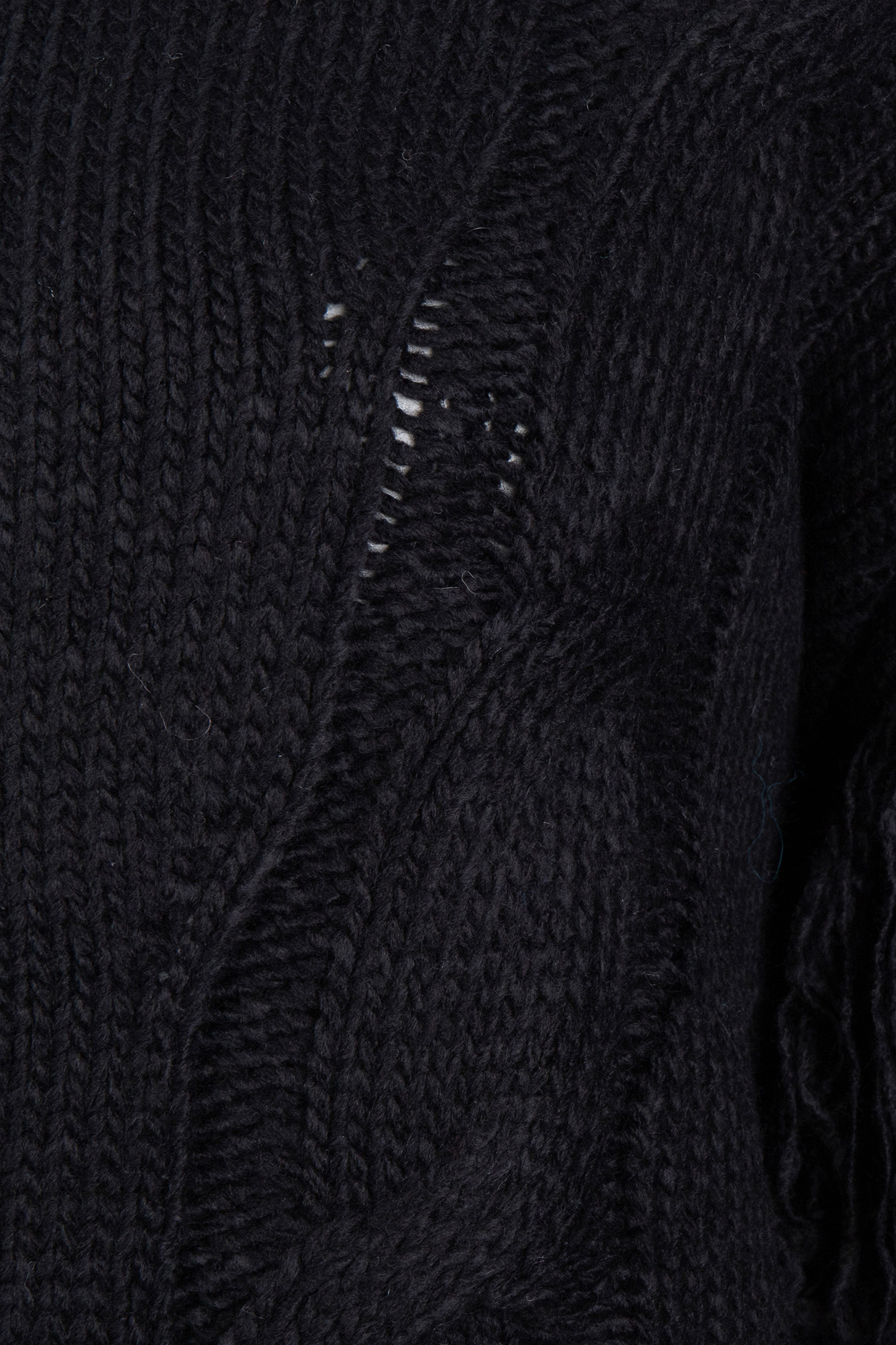 SWEATER CABLE & FRINGES BLACK 6