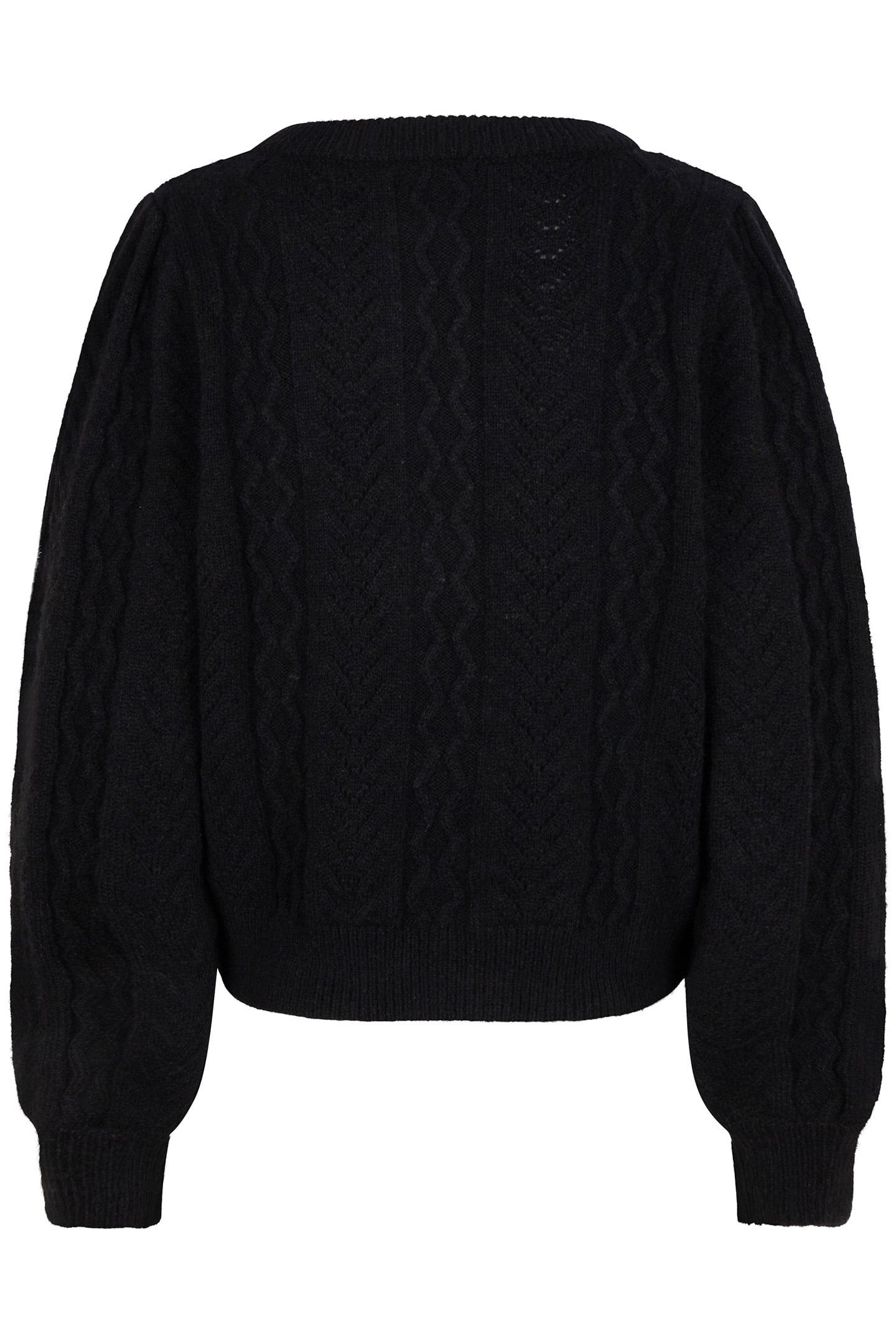 CARDIGAN PUFF SLVE CABLE & AJOUR BLACK 9