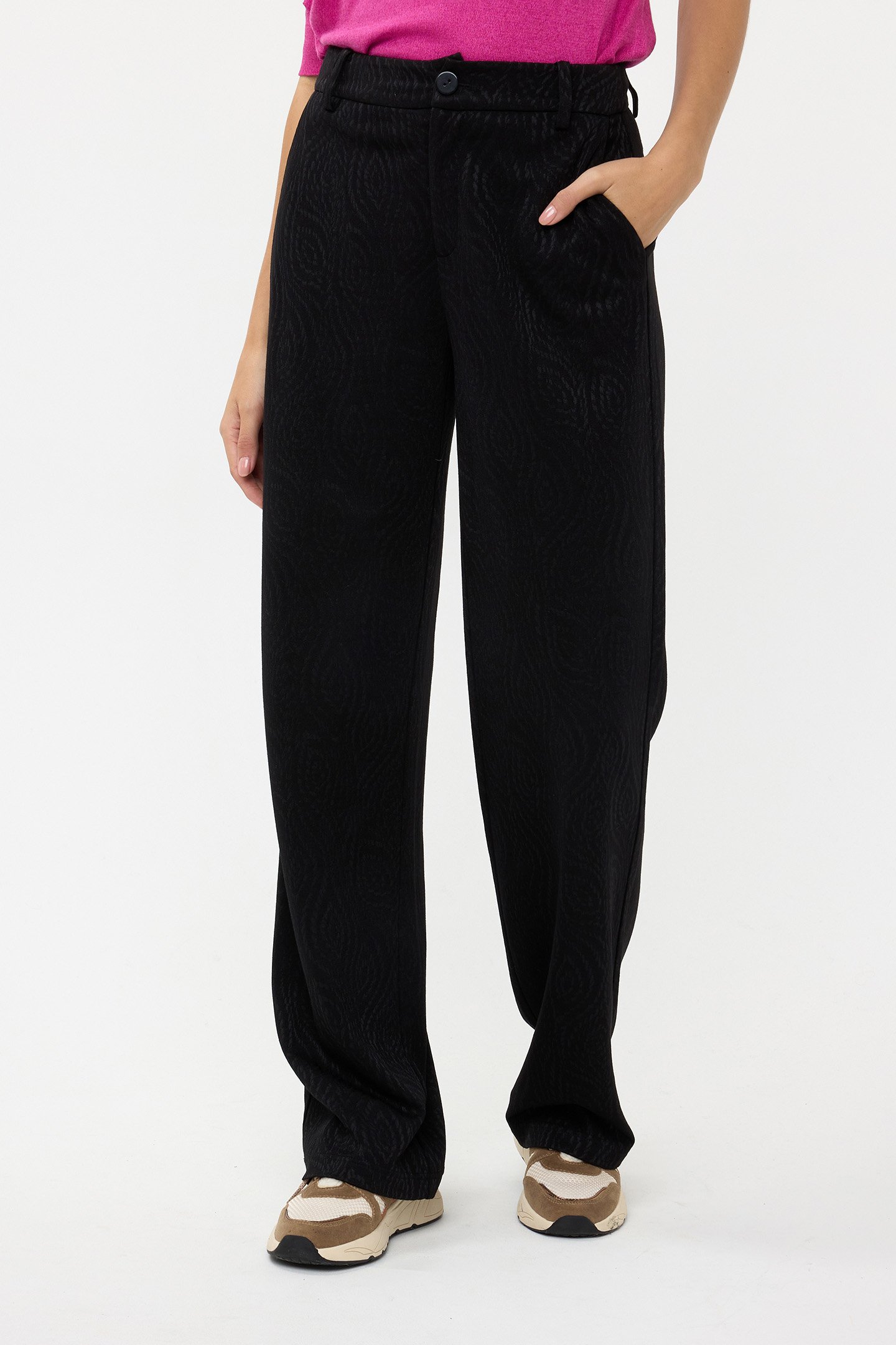 TROUSERS JACQUARD STRETCH BLACK 1