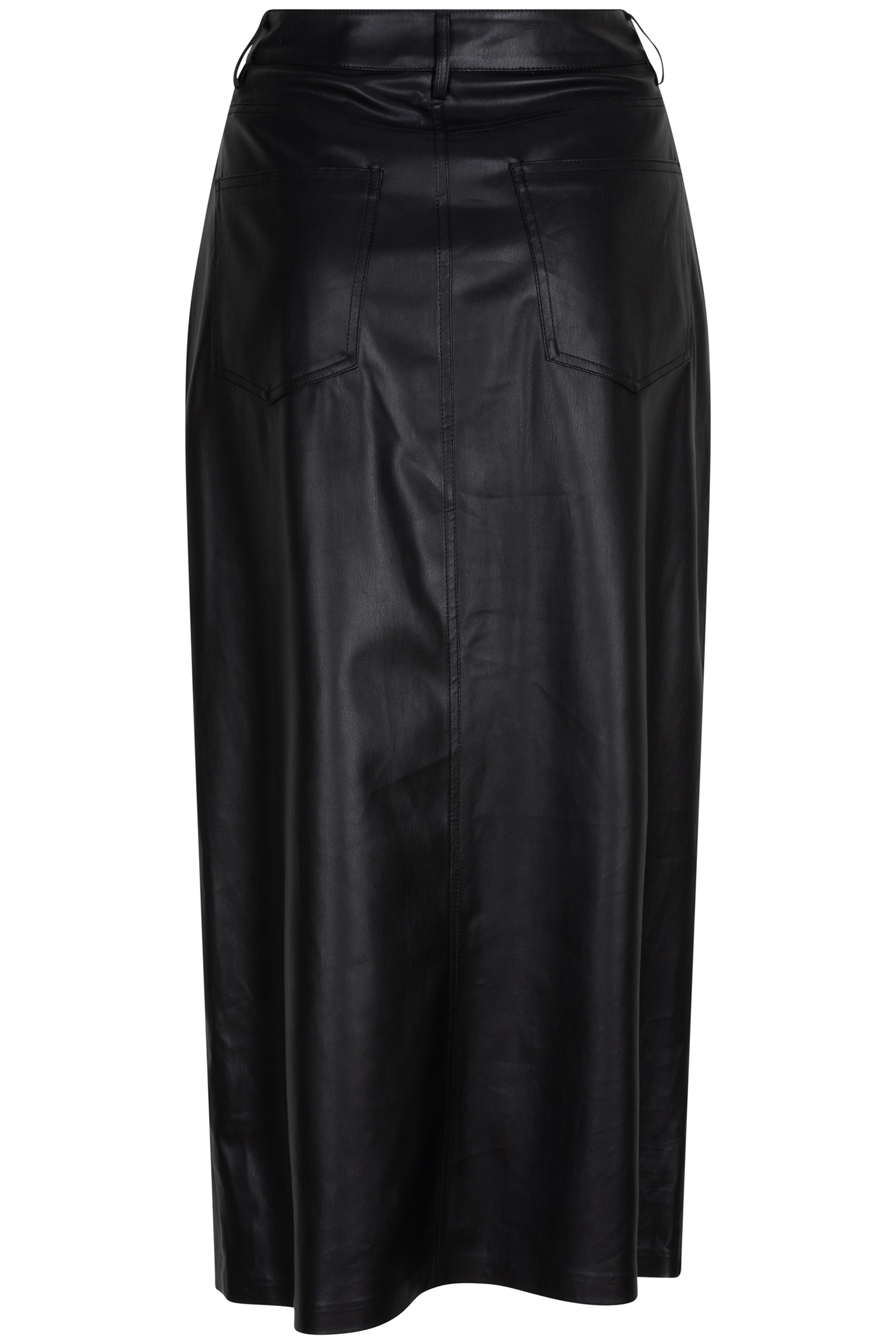 SKIRT LONG SPLIT VEGAN LEATHER BLACK 4