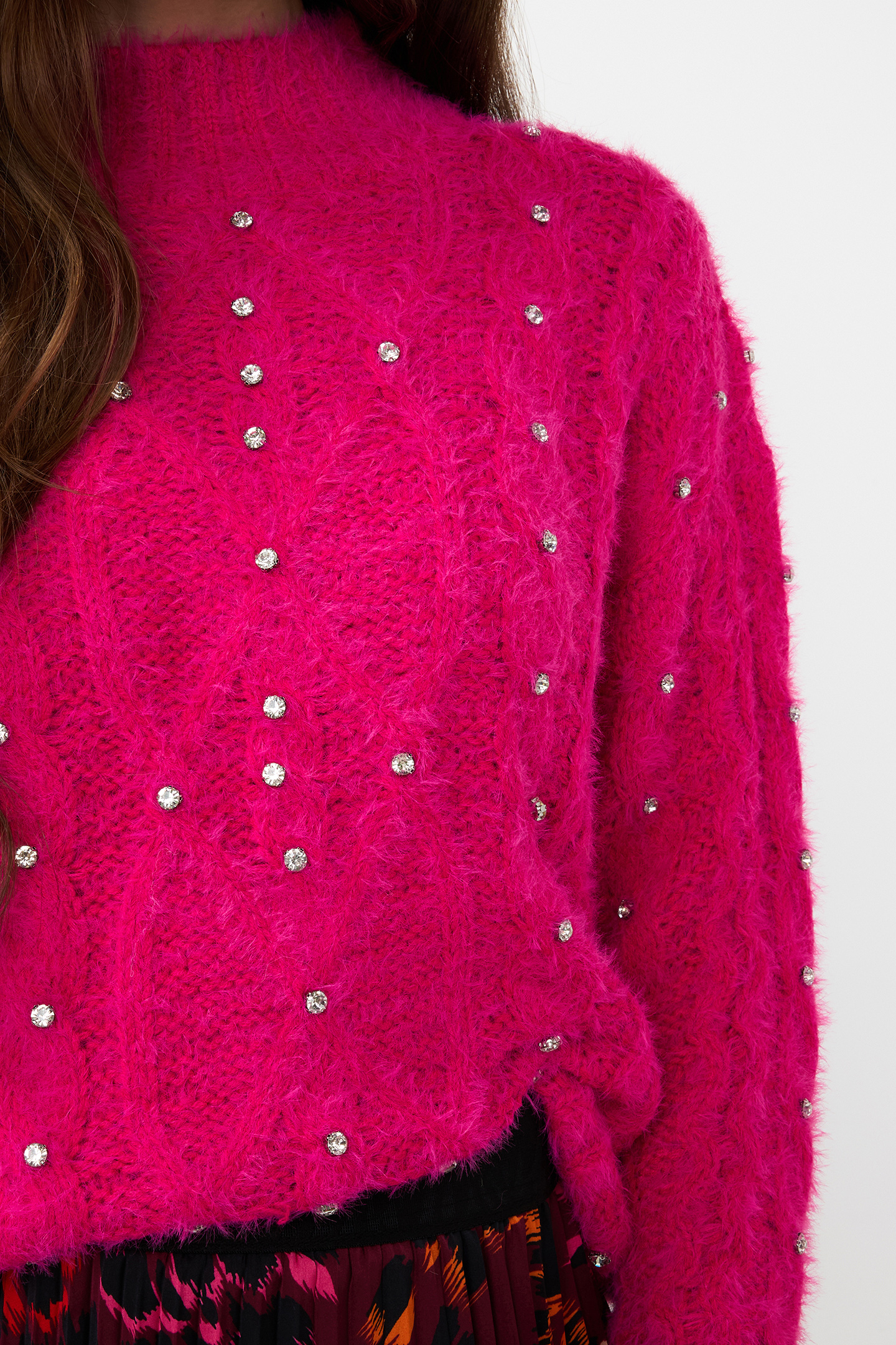 SWEATER CABLE STONES CERISE PINK 6