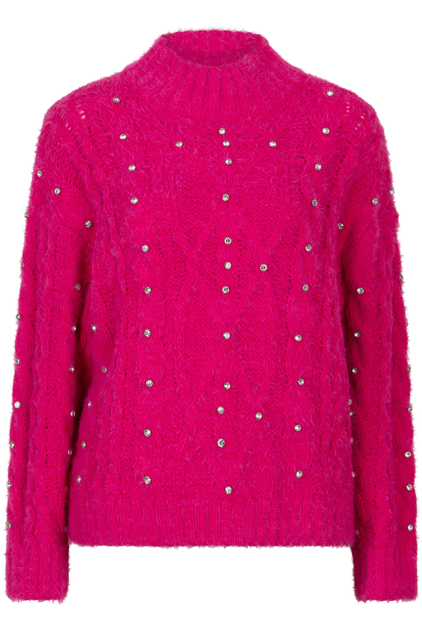 SWEATER CABLE STONES CERISE PINK 4