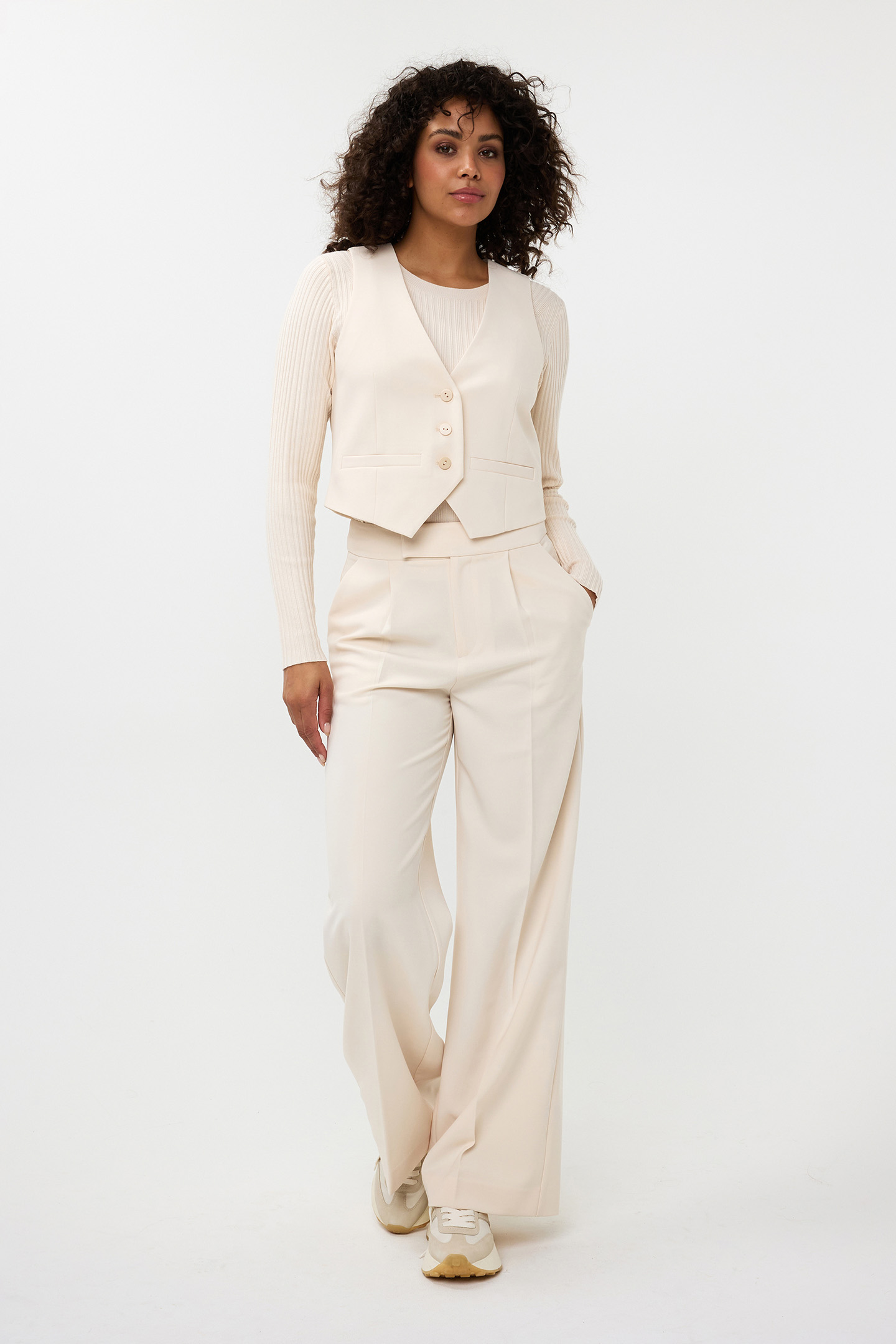 TROUSERS HIGH WAIST WIDE CITY BEIGE 3