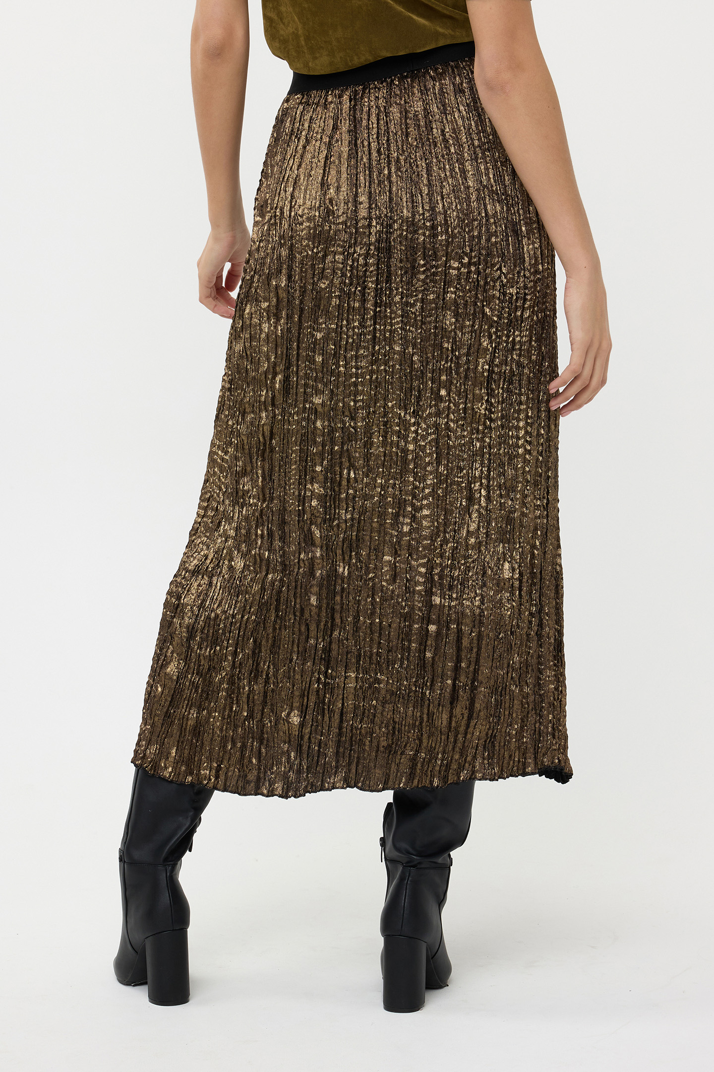 SKIRT CRUSHED FOIL MOSS GREEN 5