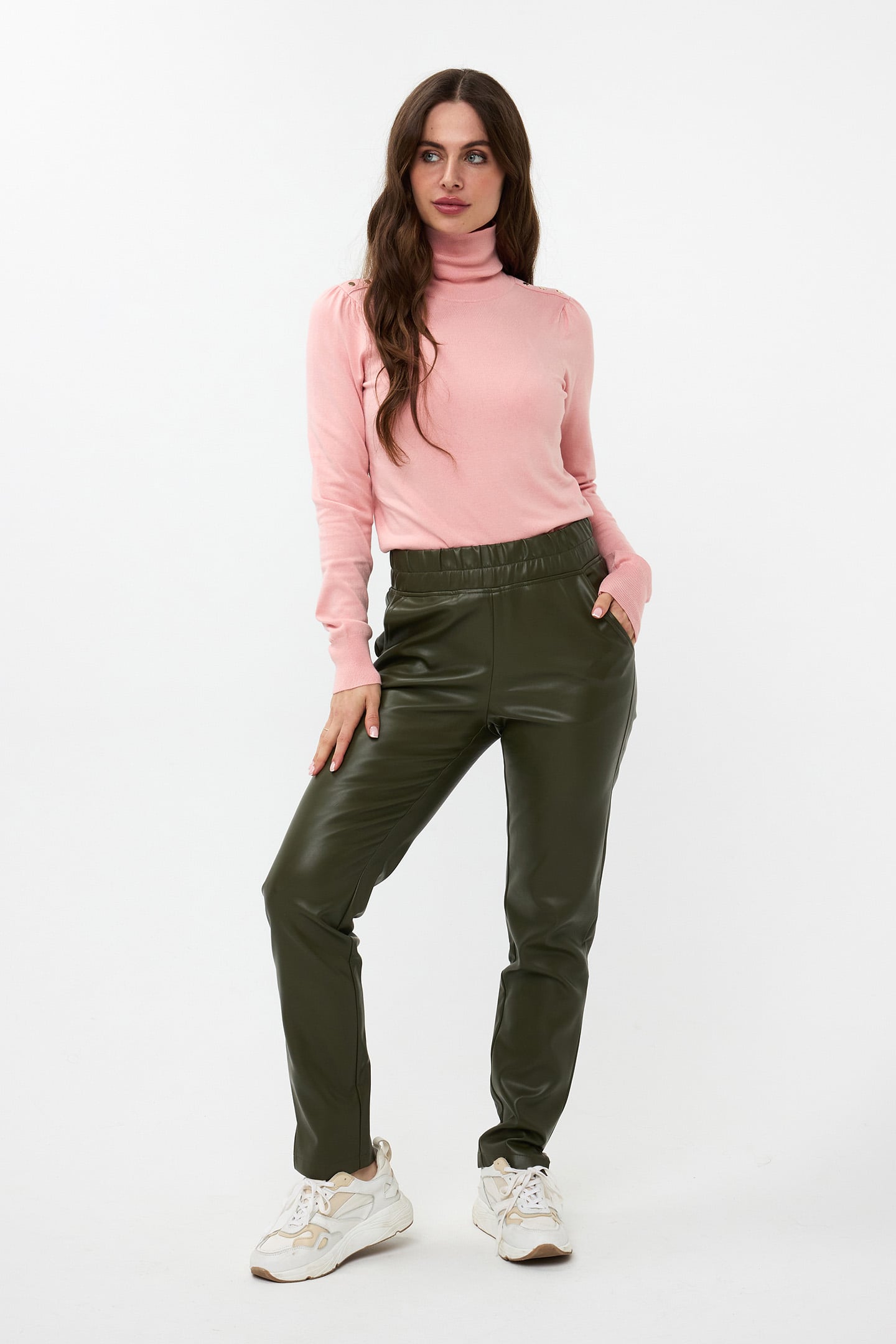 SWEATER FANCY DETAIL SHLDR BASIC KNIT BLUSH 2