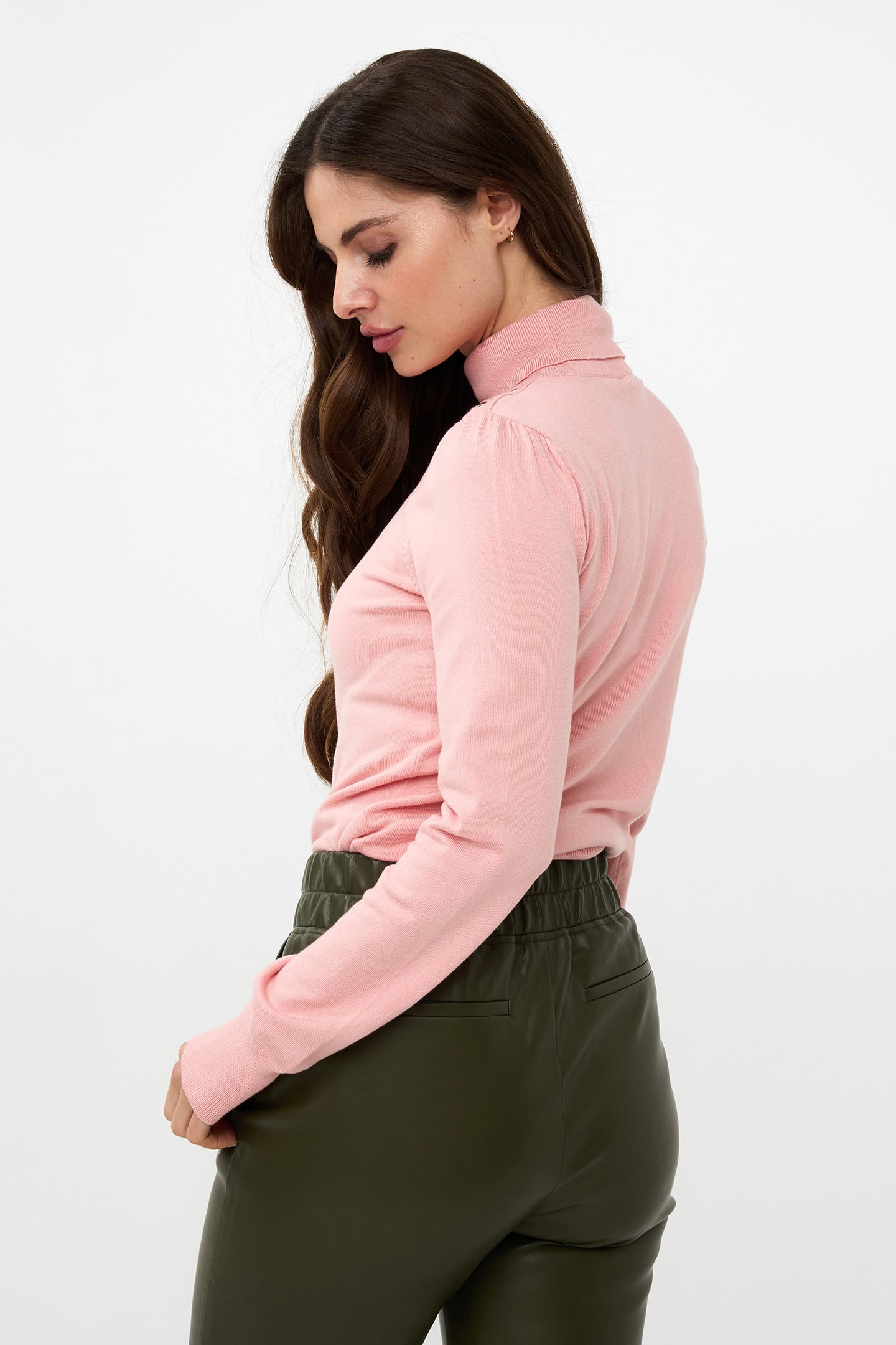 SWEATER FANCY DETAIL SHLDR BASIC KNIT BLUSH 3