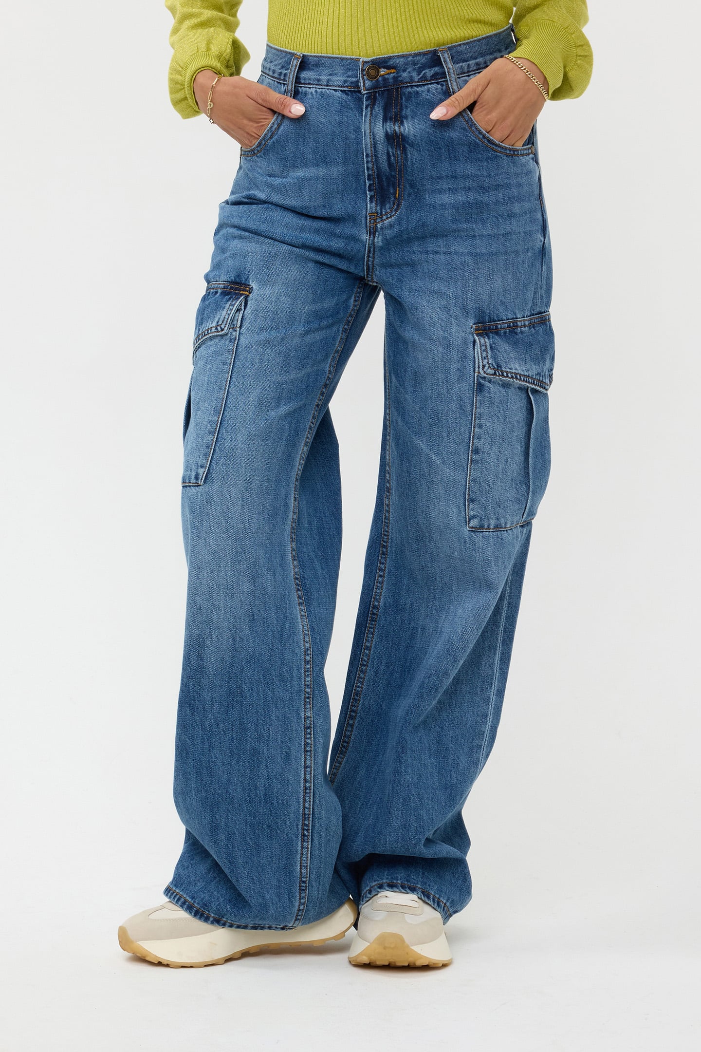 TROUSERS JEANS CARGO WIDE LEG JEANS BLUE 1