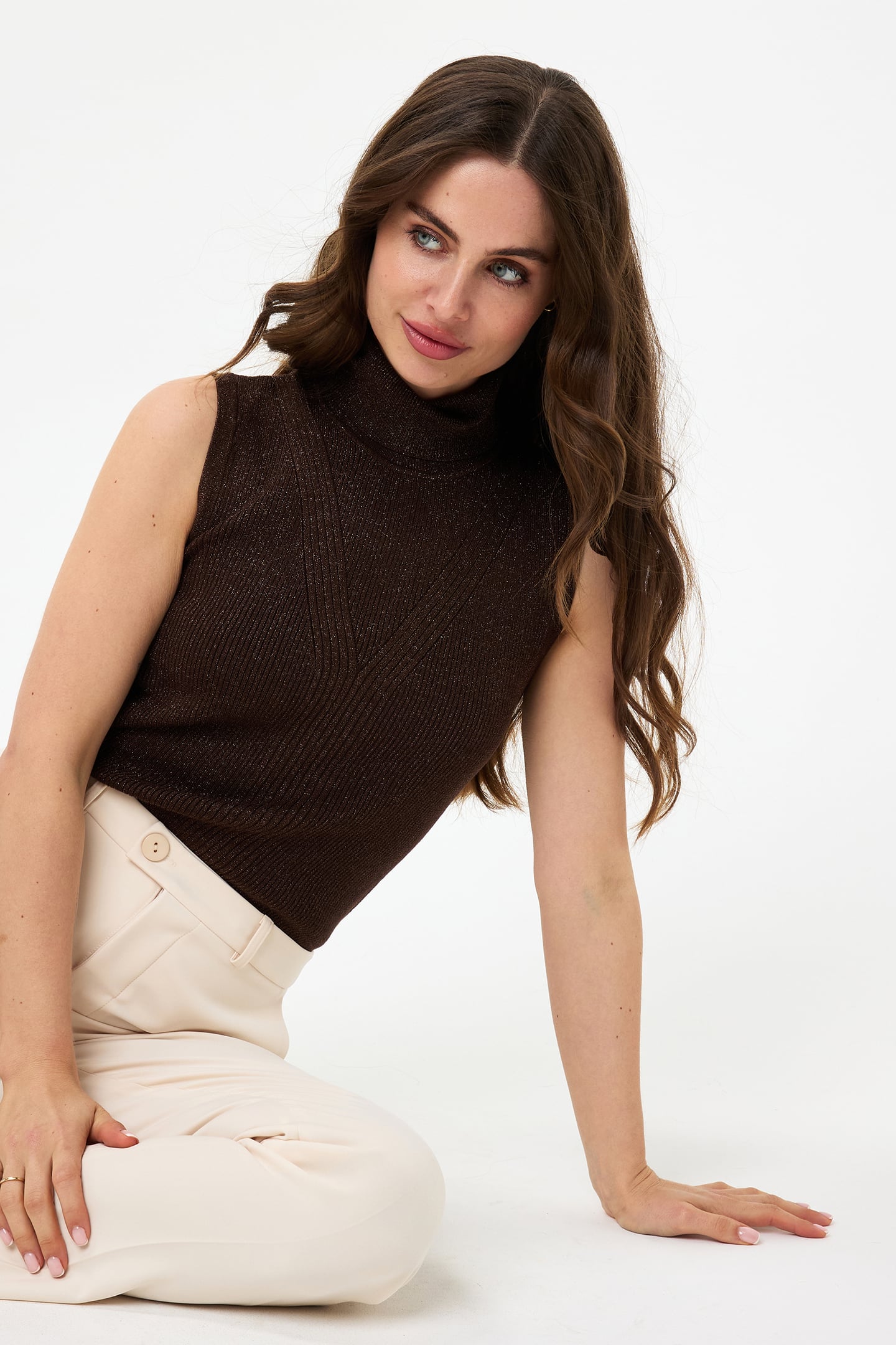 TOP SLV/LSS COL LUREX CHOCOLATE 3