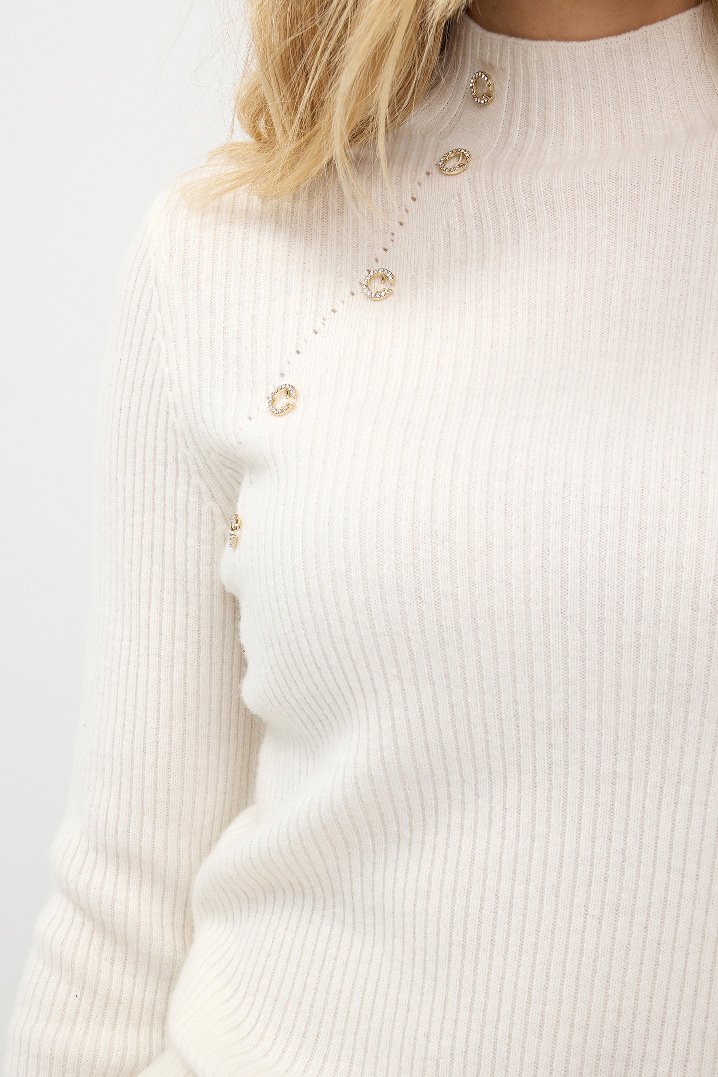 SWEATER COL A-SYM BUTTONS OFF WHITE 6