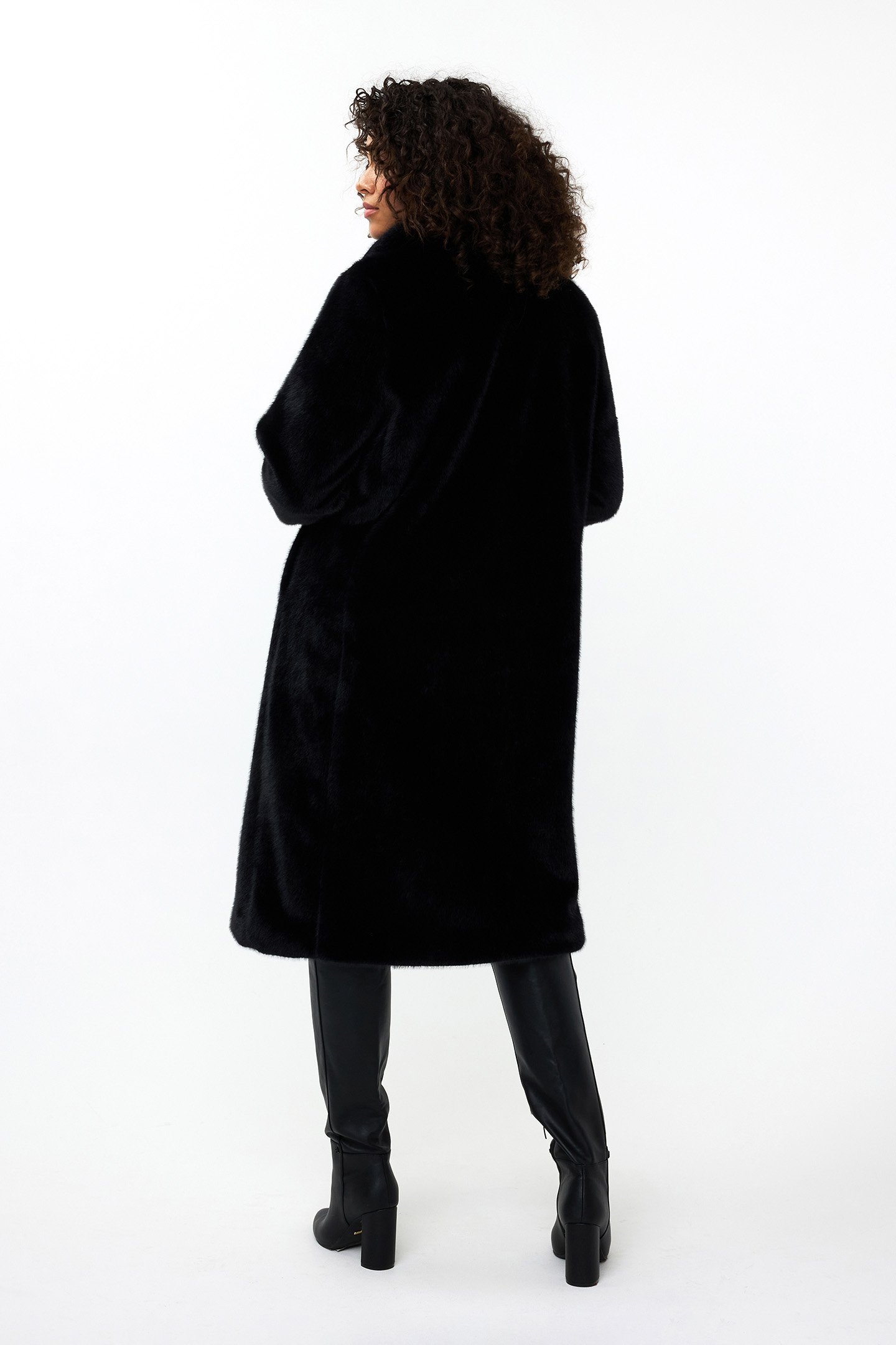 COAT SHAWL COLLAR FAKE FUR BLACK 2