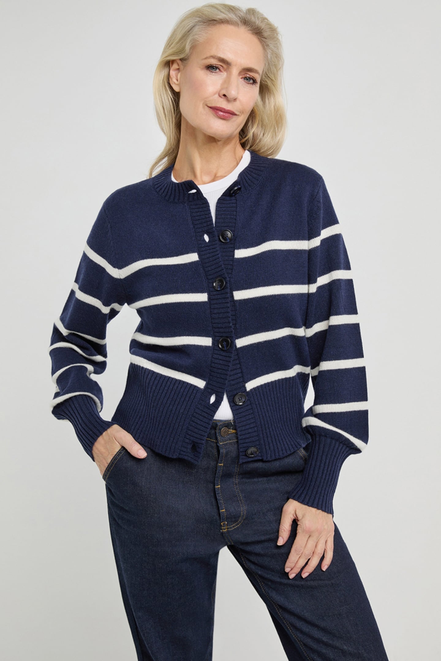 ANJA CARDIGAN NAVY STRIPE 1