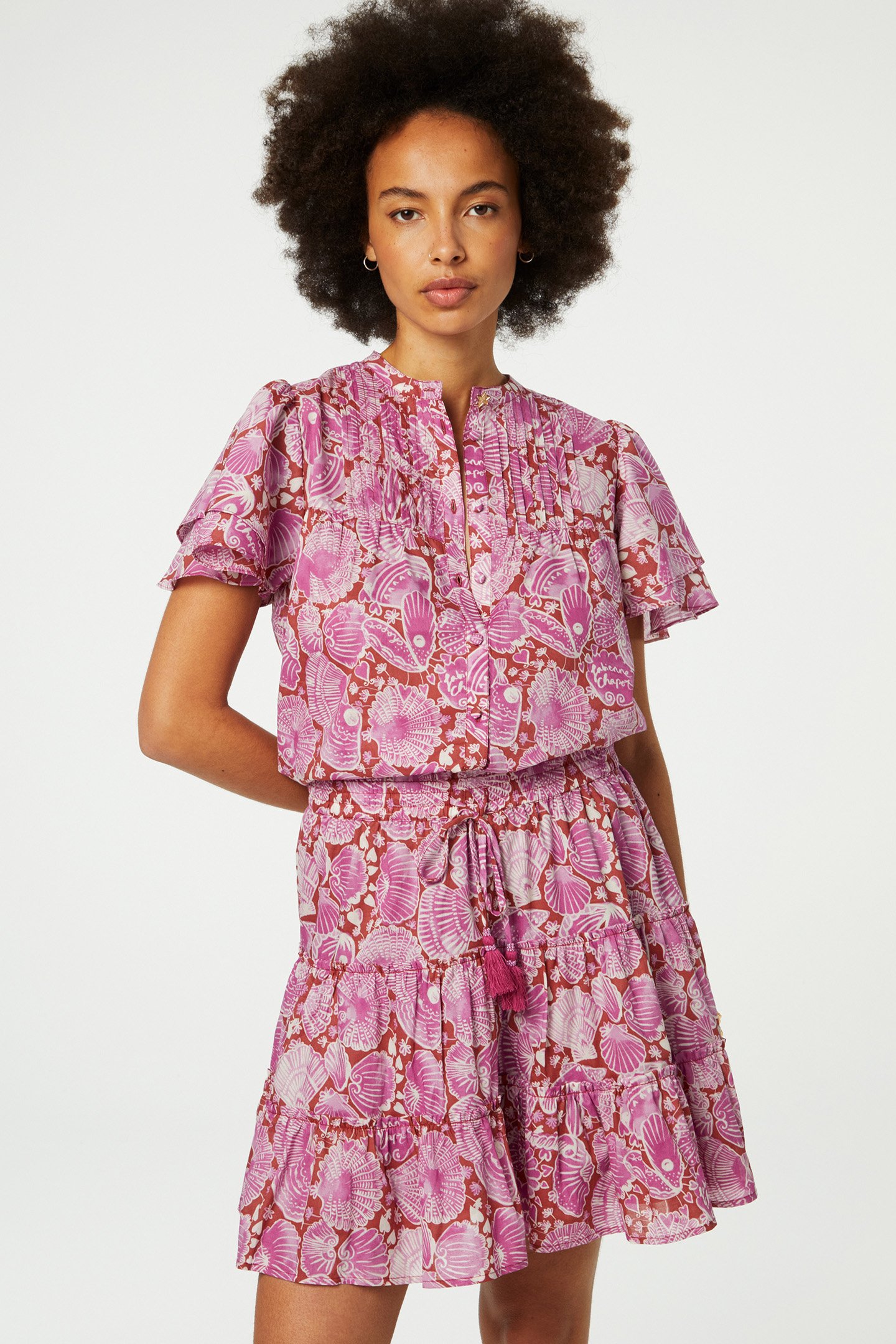 BOBBIE BLOUSE TILE RED/PLUM PARTY 1