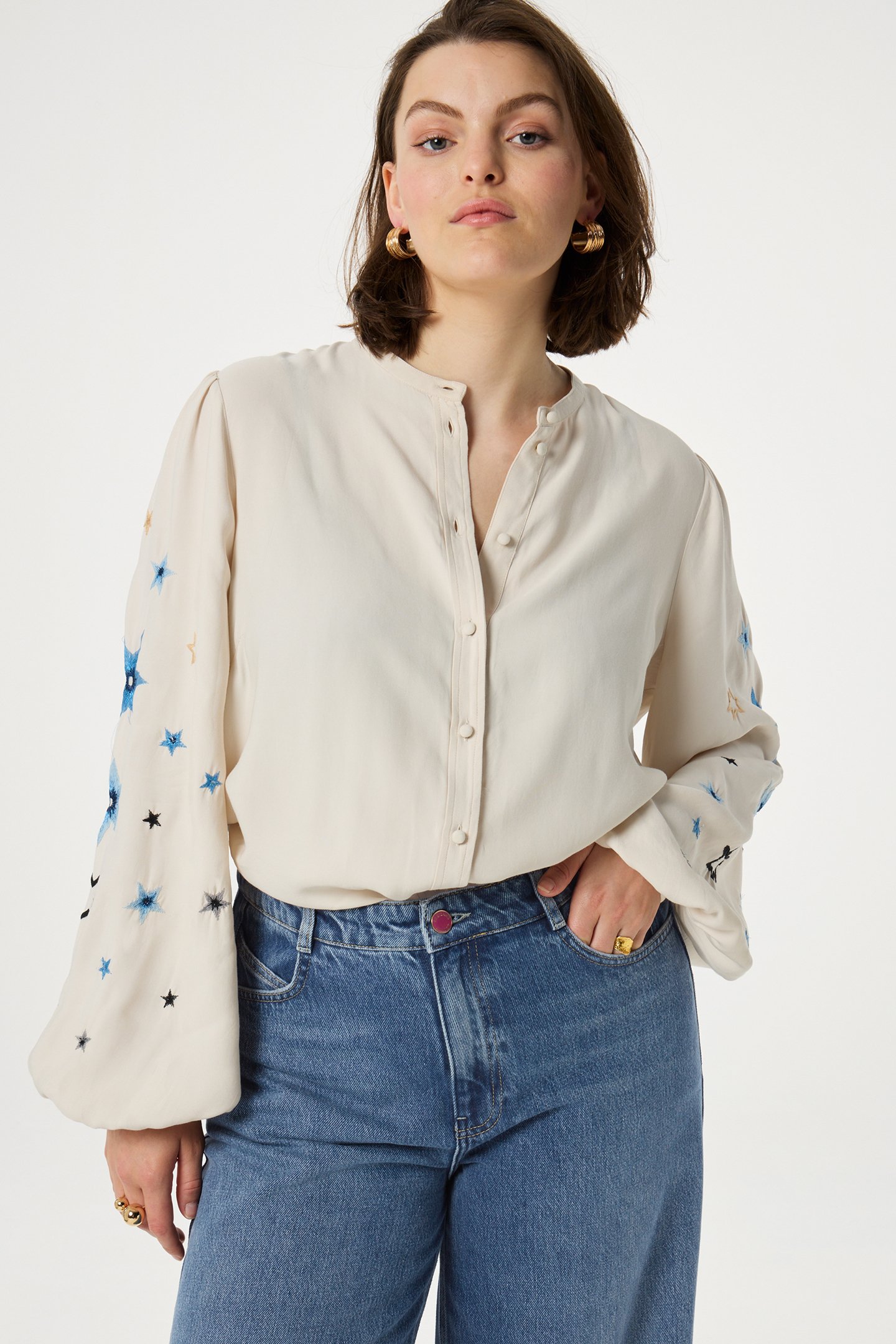 HARRY BLOUSE WARM WHITE/BLUE 1