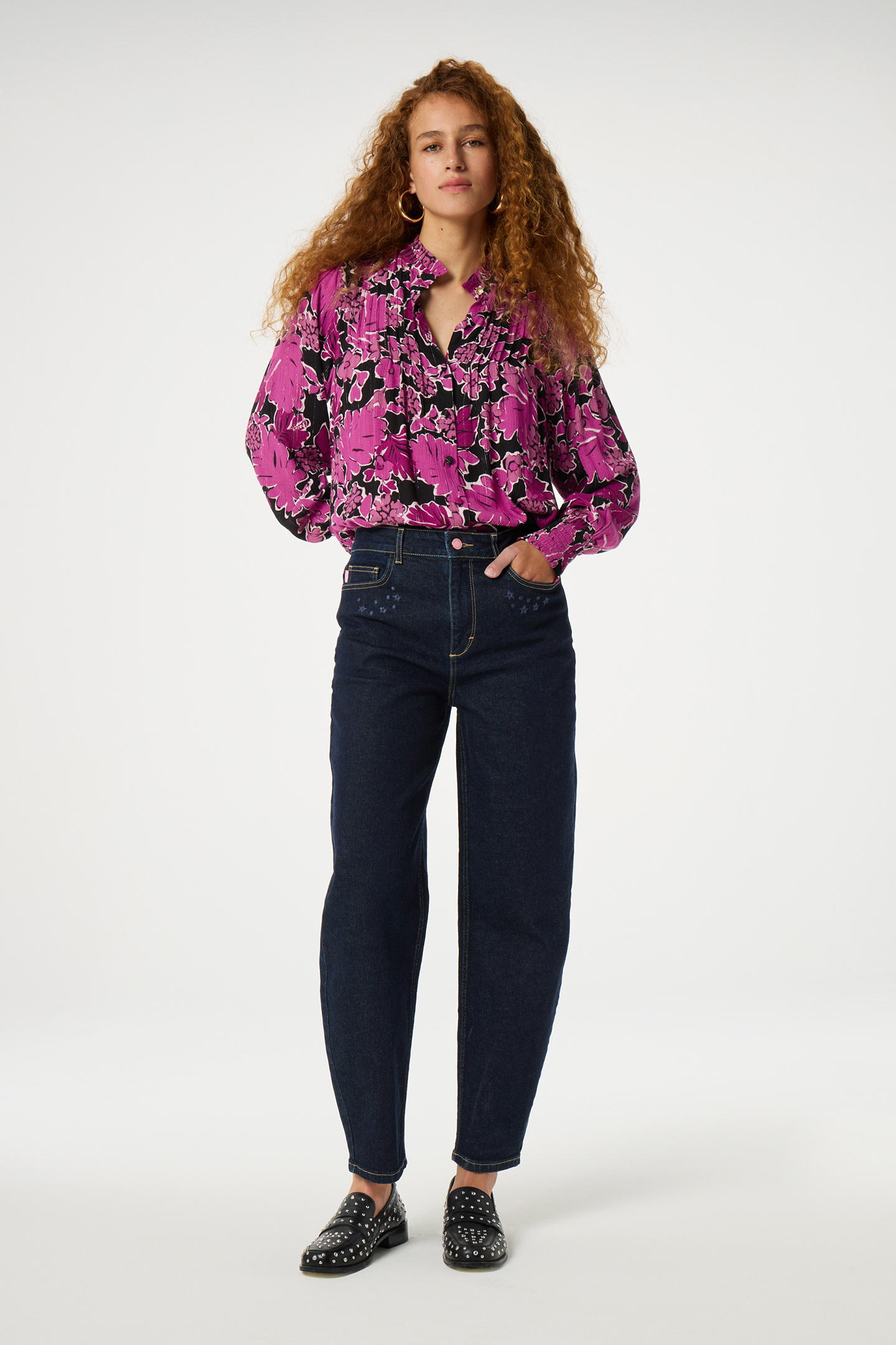 LUCKY BLOUSE BLACK/RASPBERRY 2