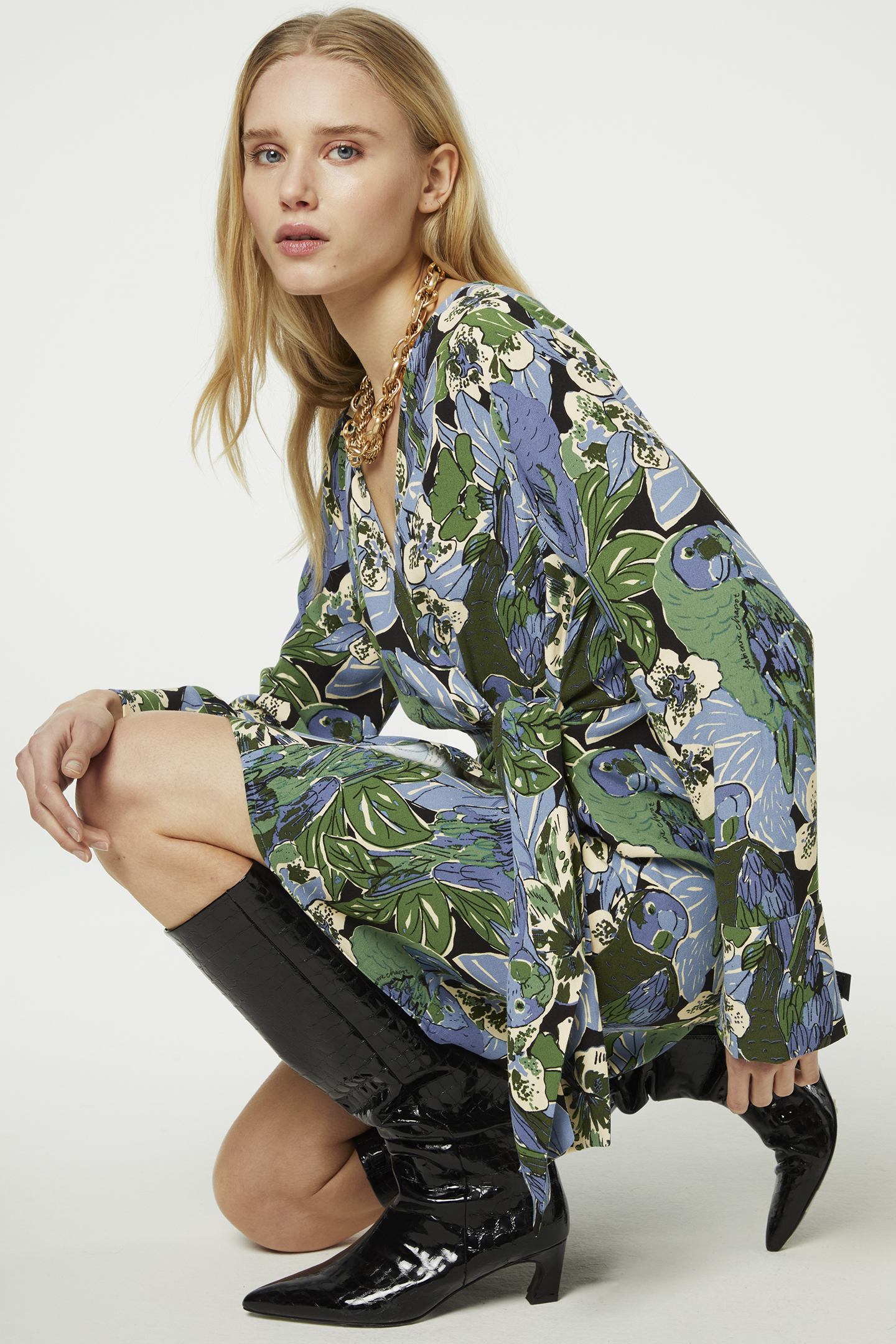 SELENA SHORT DRESS BLACK/PARROT GREEN 4