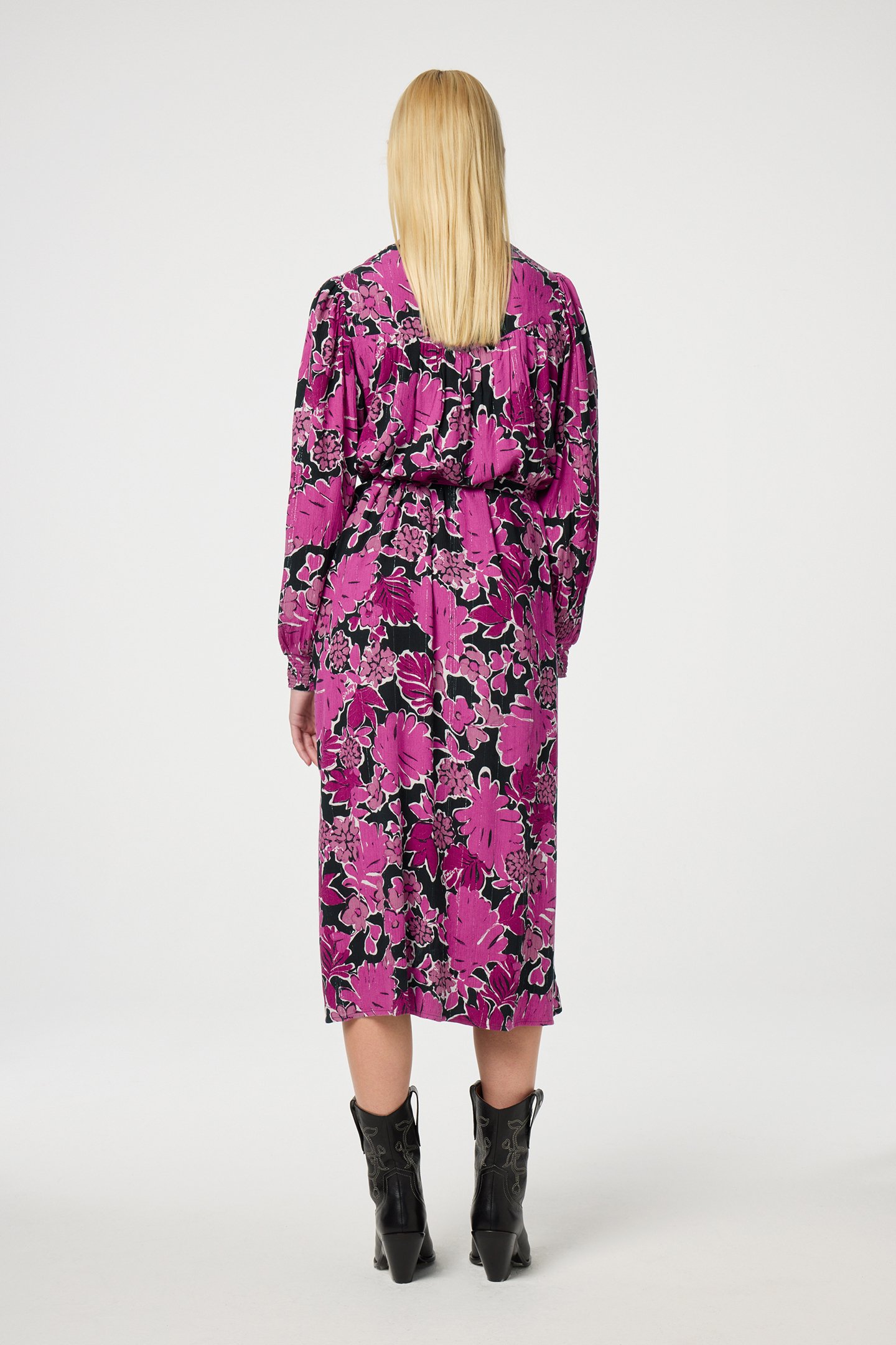 WILLA DRESS BLACK/RASPBERRY 2