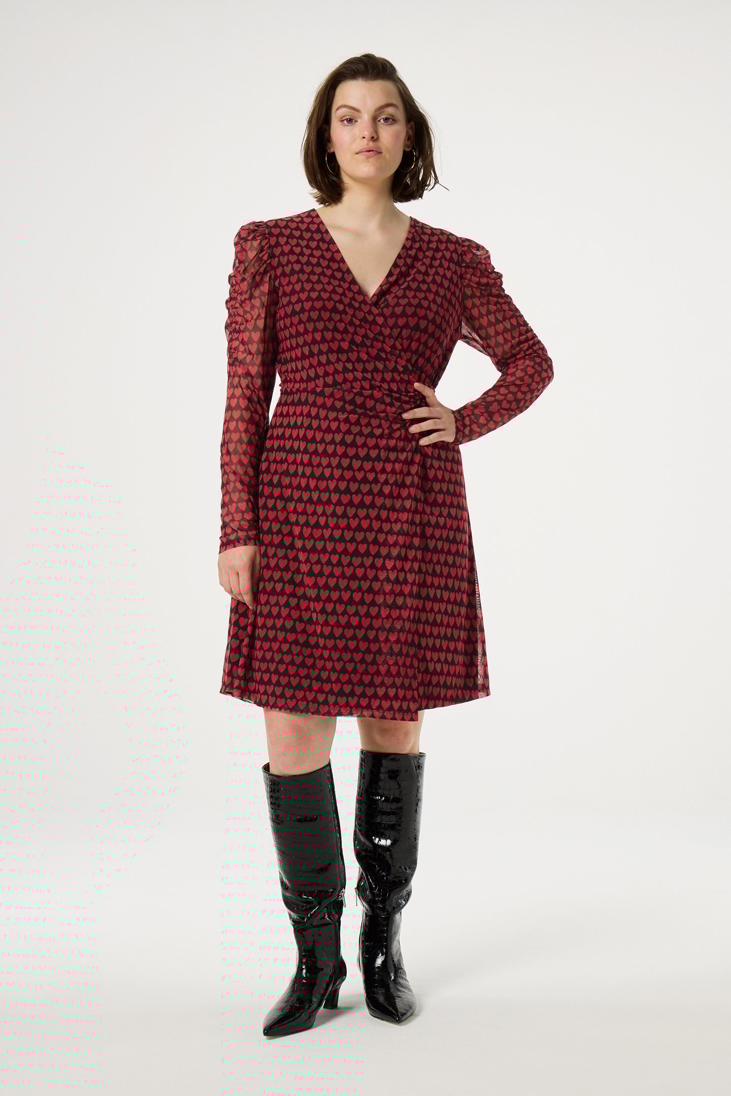 FLAKE DRESS BLACK/CERISE RED 1