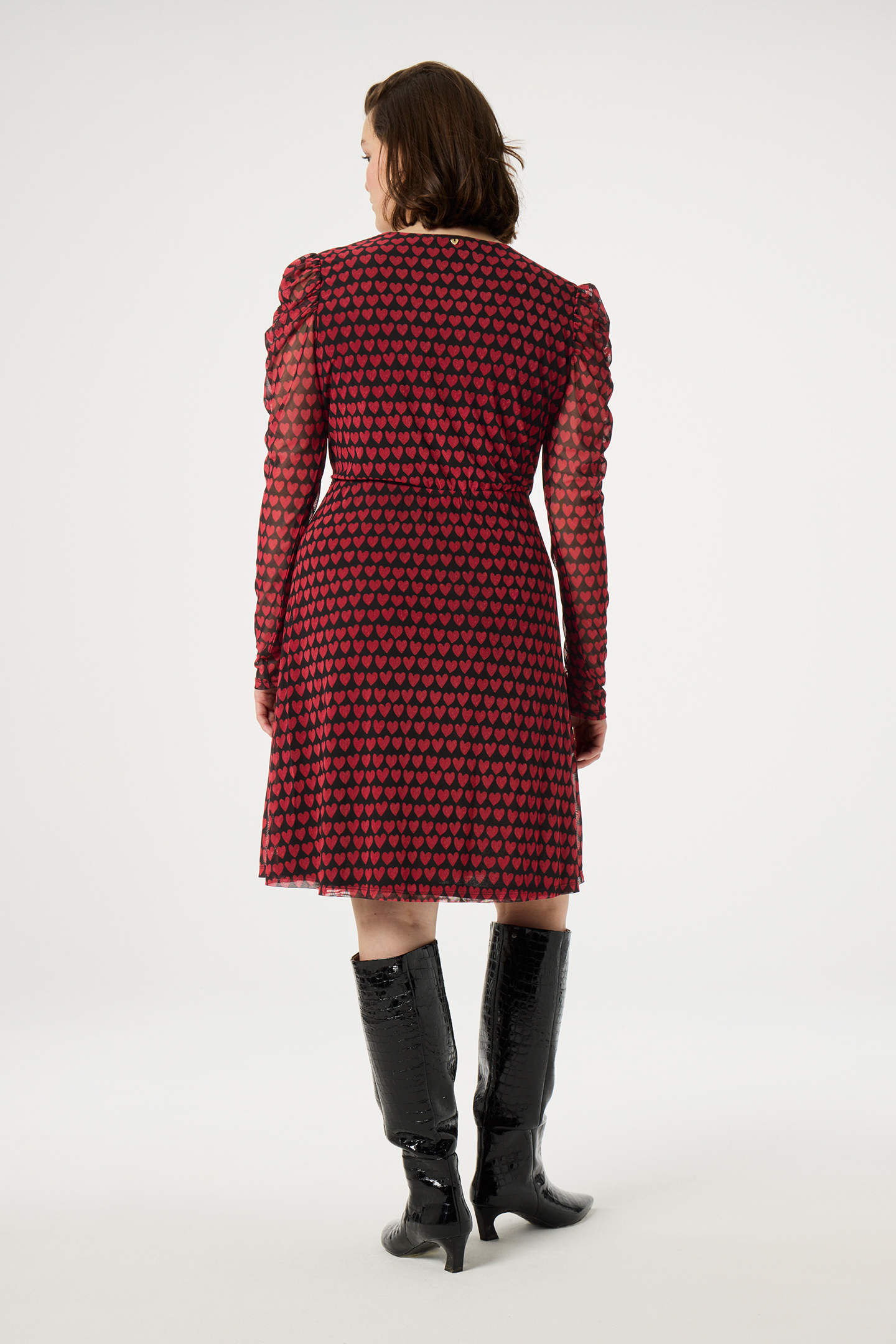 FLAKE DRESS BLACK/CERISE RED 2