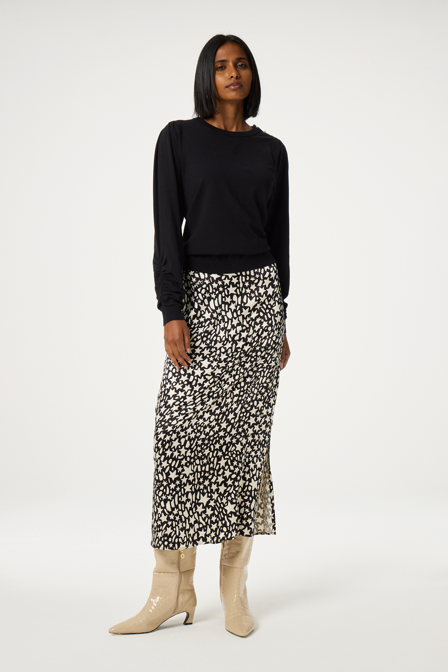 LAURIE SKIRT BLACK/CREME BRULEE 2