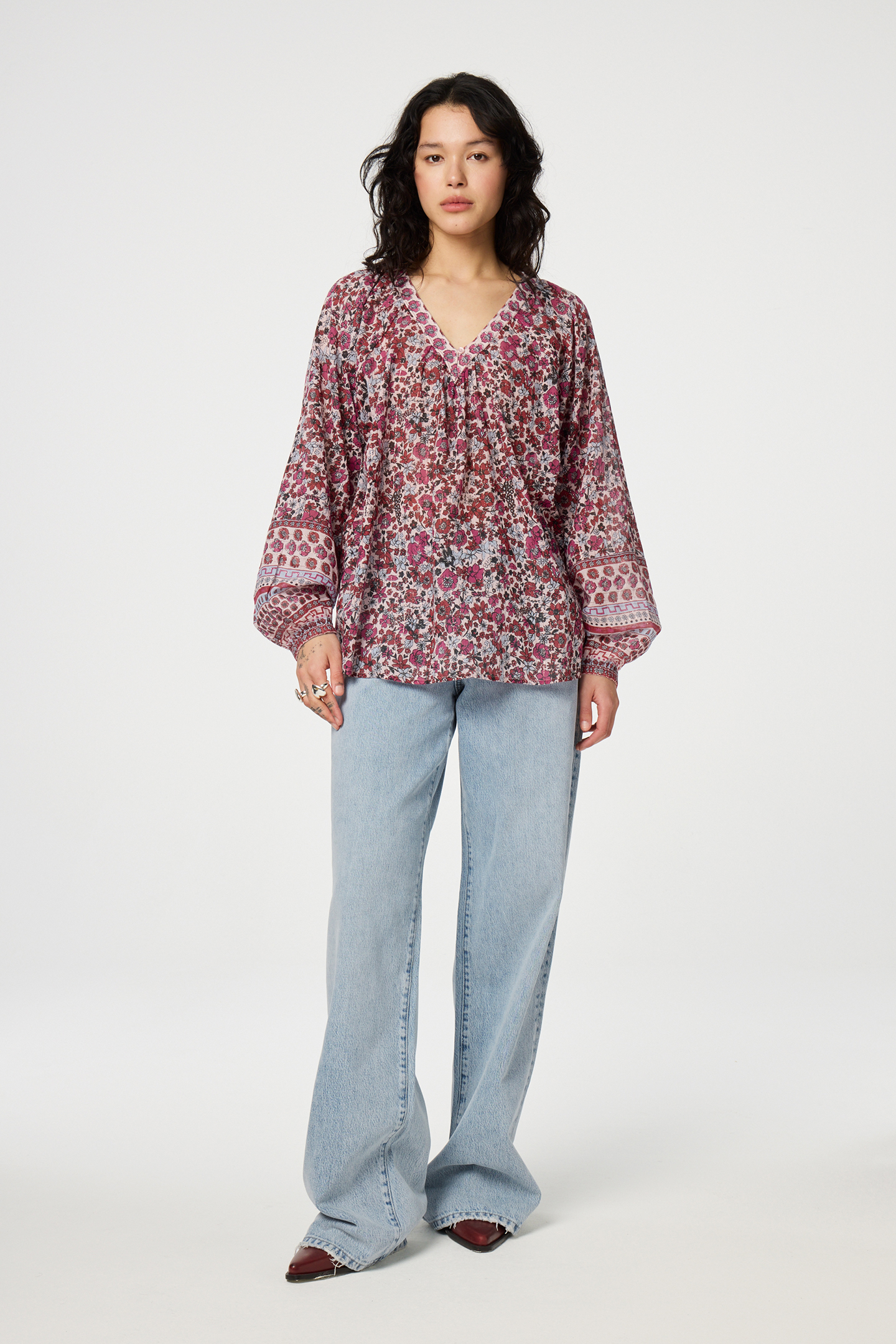 ANAN TOP CERISE RED/POWDER BL 2