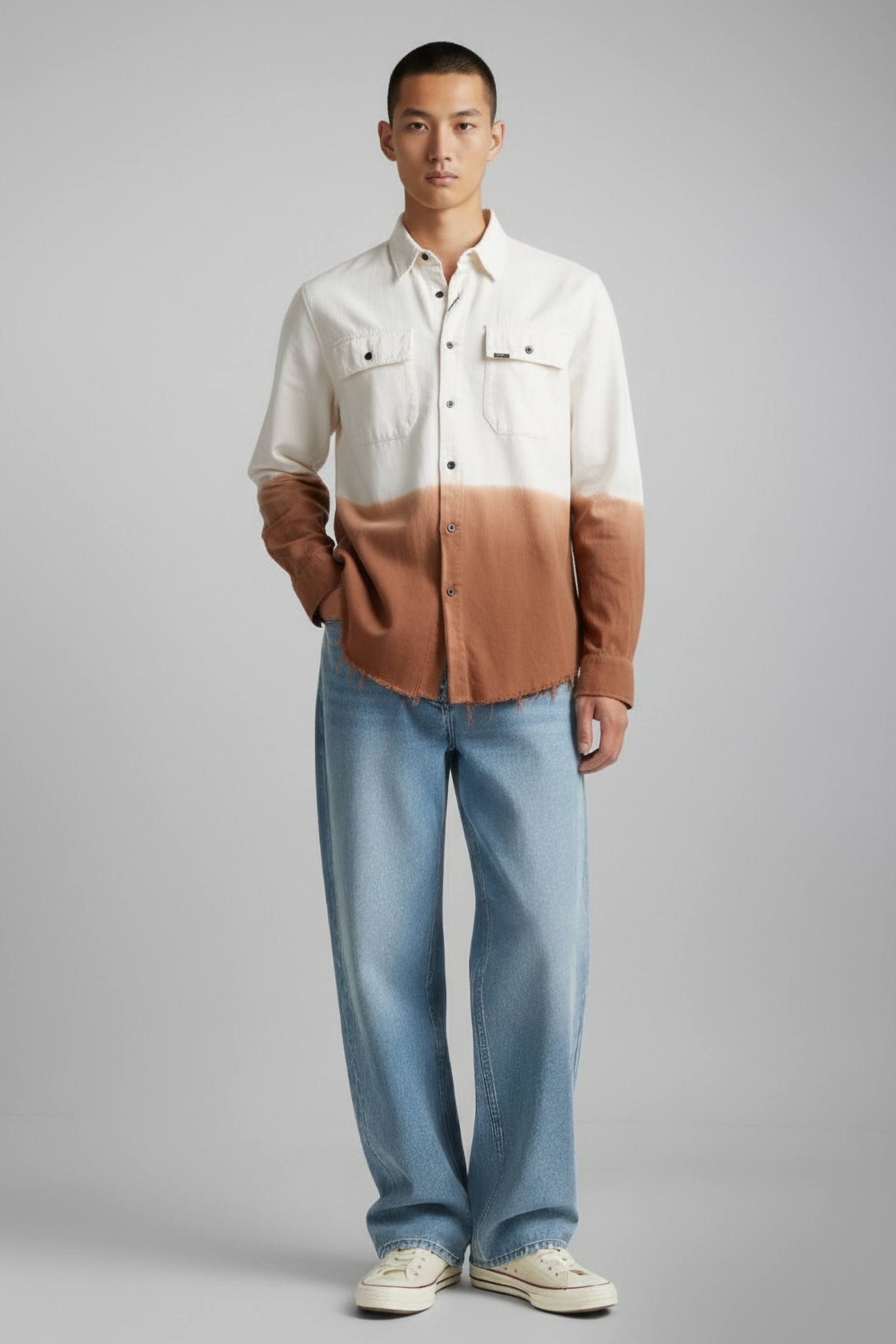 SOLID DIP DYE OVERSHIRT OFF WHITE 1