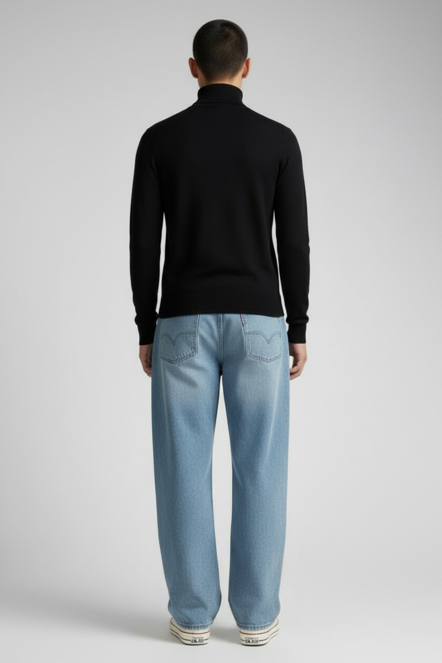 ROSS BADGE REGULAR KNITTED TURTLE NECK JET BLACK 2