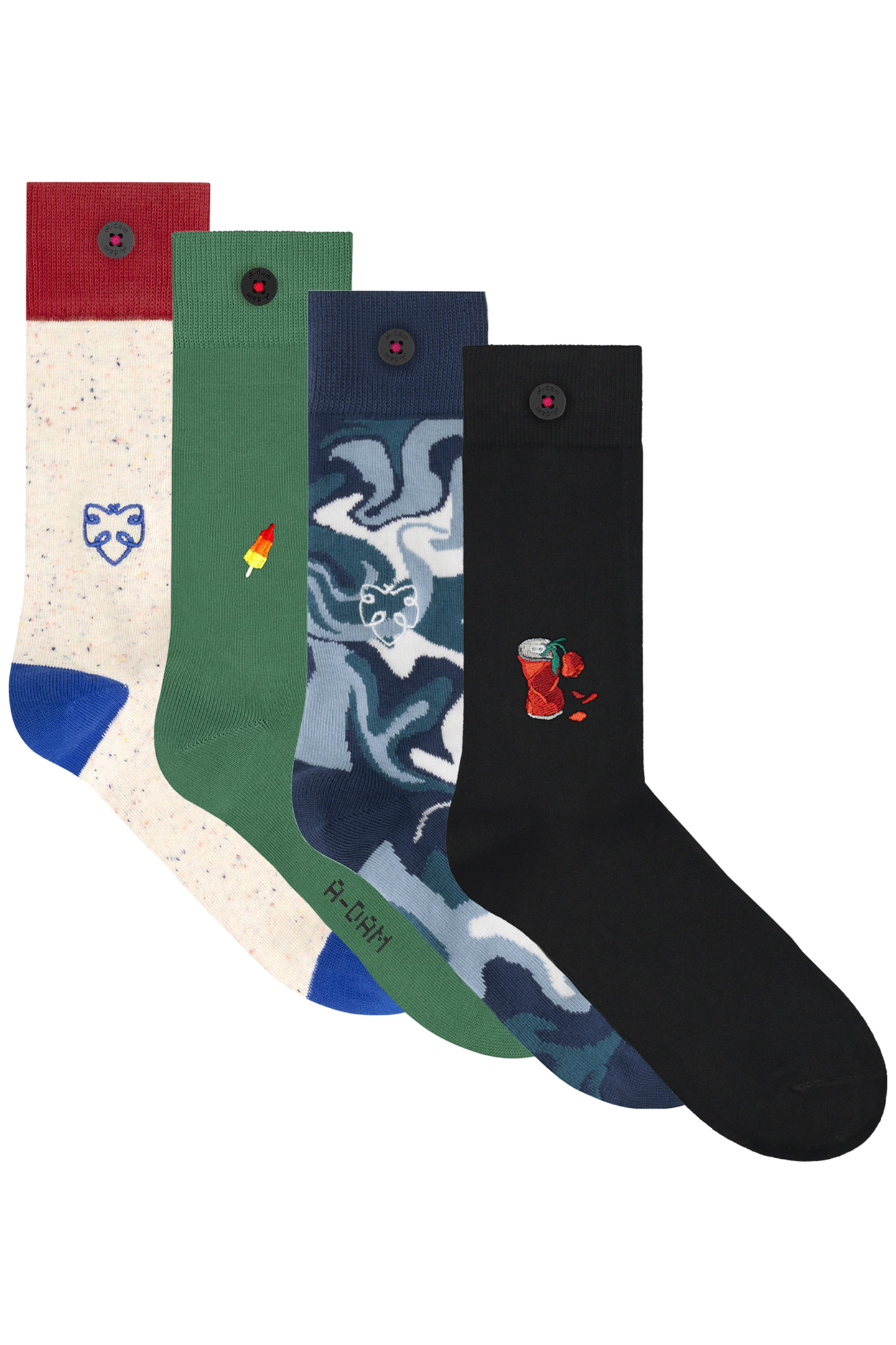 UNISEX A-DAM 4-PACK CASUAL SOCKS MULTICOLOR 1