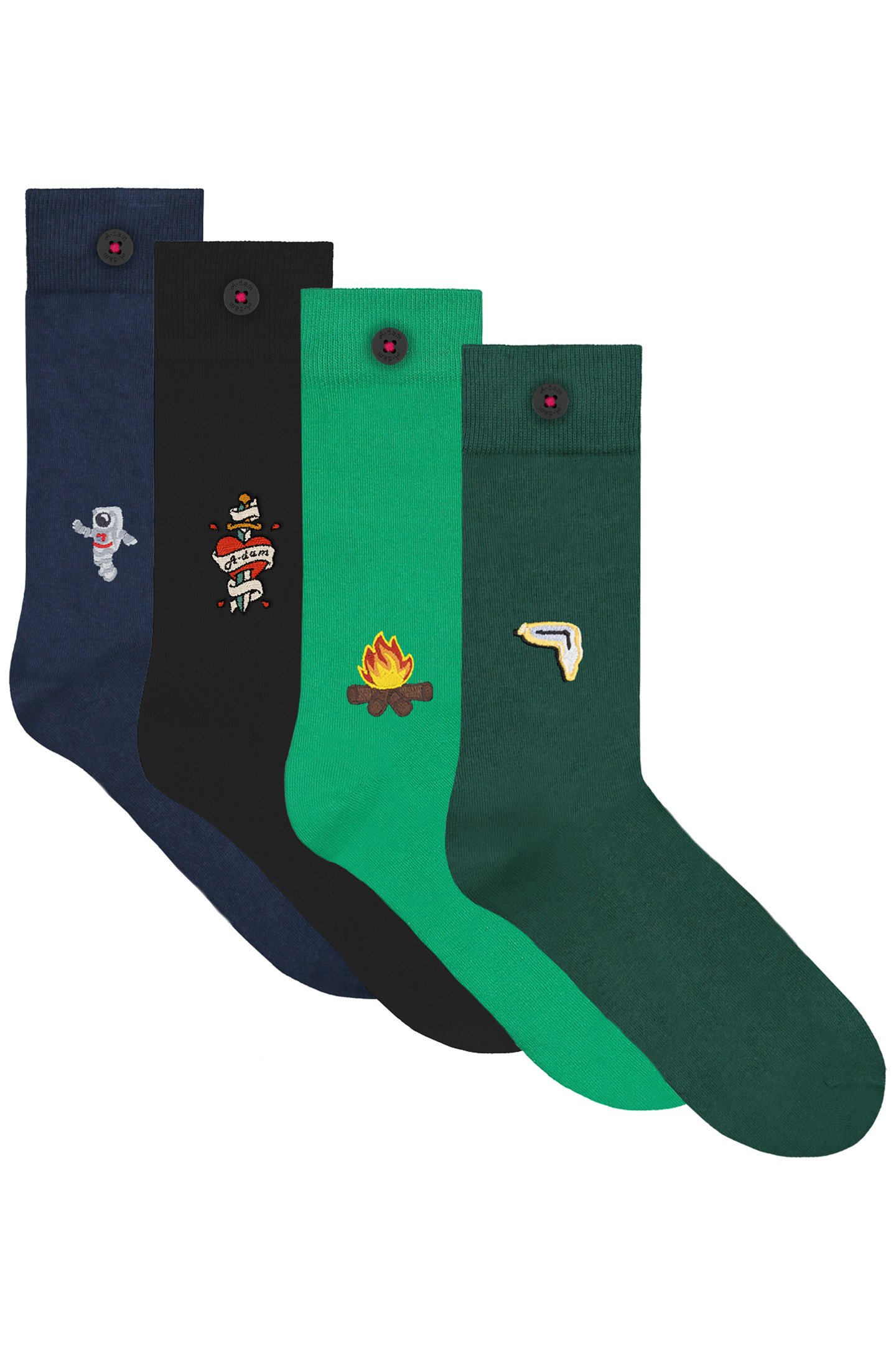 UNISEX A-DAM 4-PACK CASUAL SOCKS MULTICOLOR 1