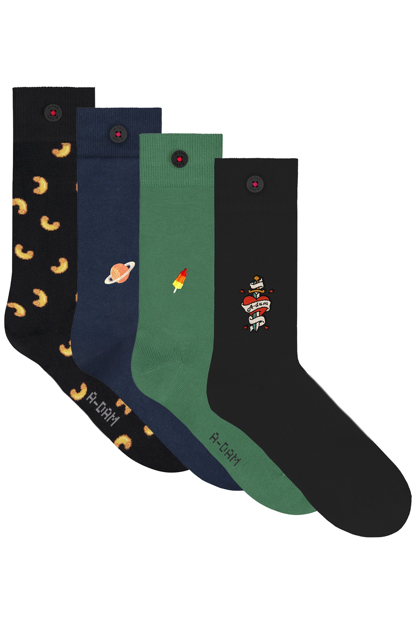 UNISEX A-DAM 4-PACK CASUAL SOCKS MULTICOLOR 1