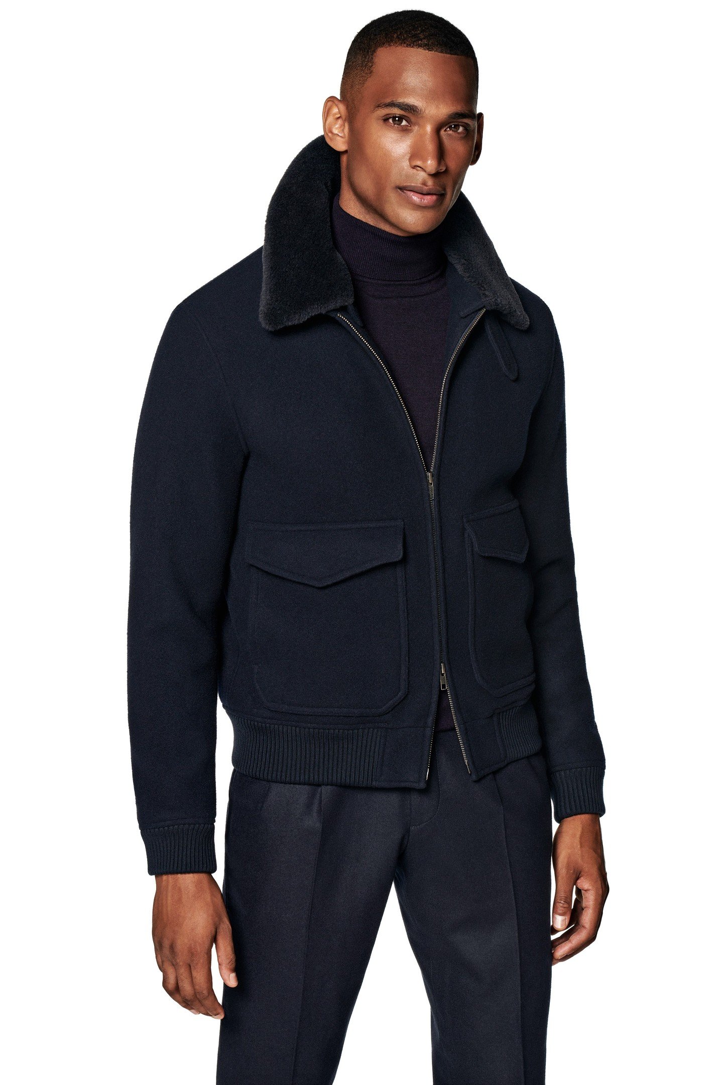 SHEARLING BOMBER-NAVY NAVY 1