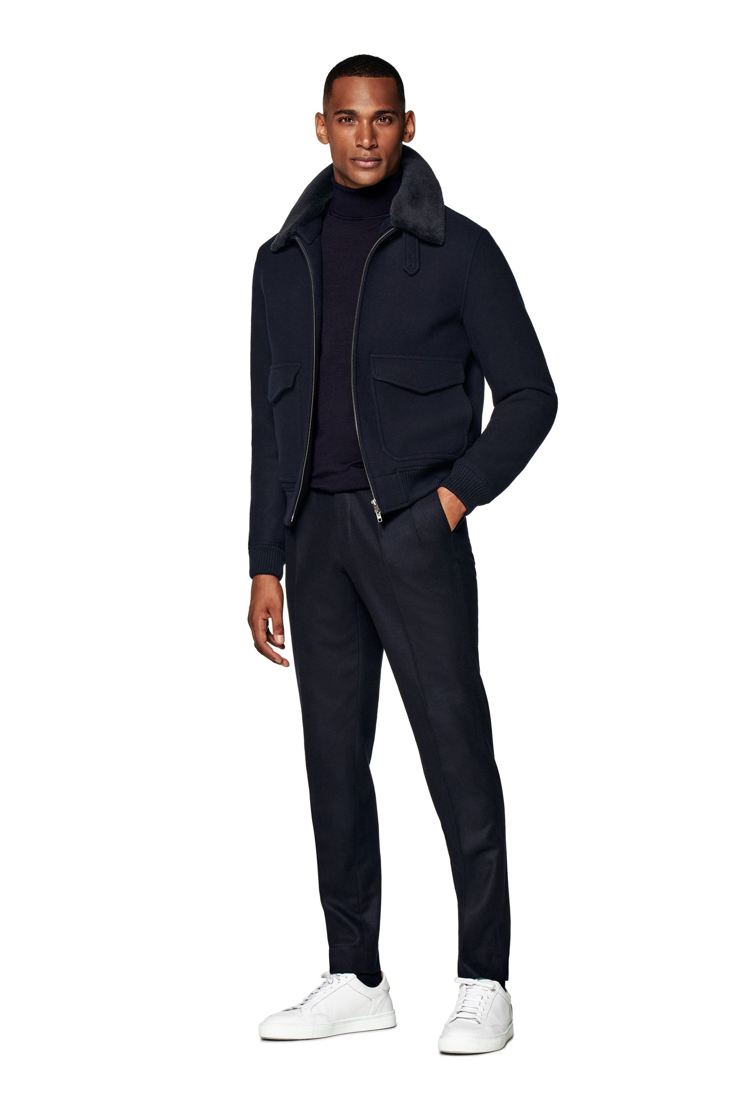 SHEARLING BOMBER-NAVY NAVY 3