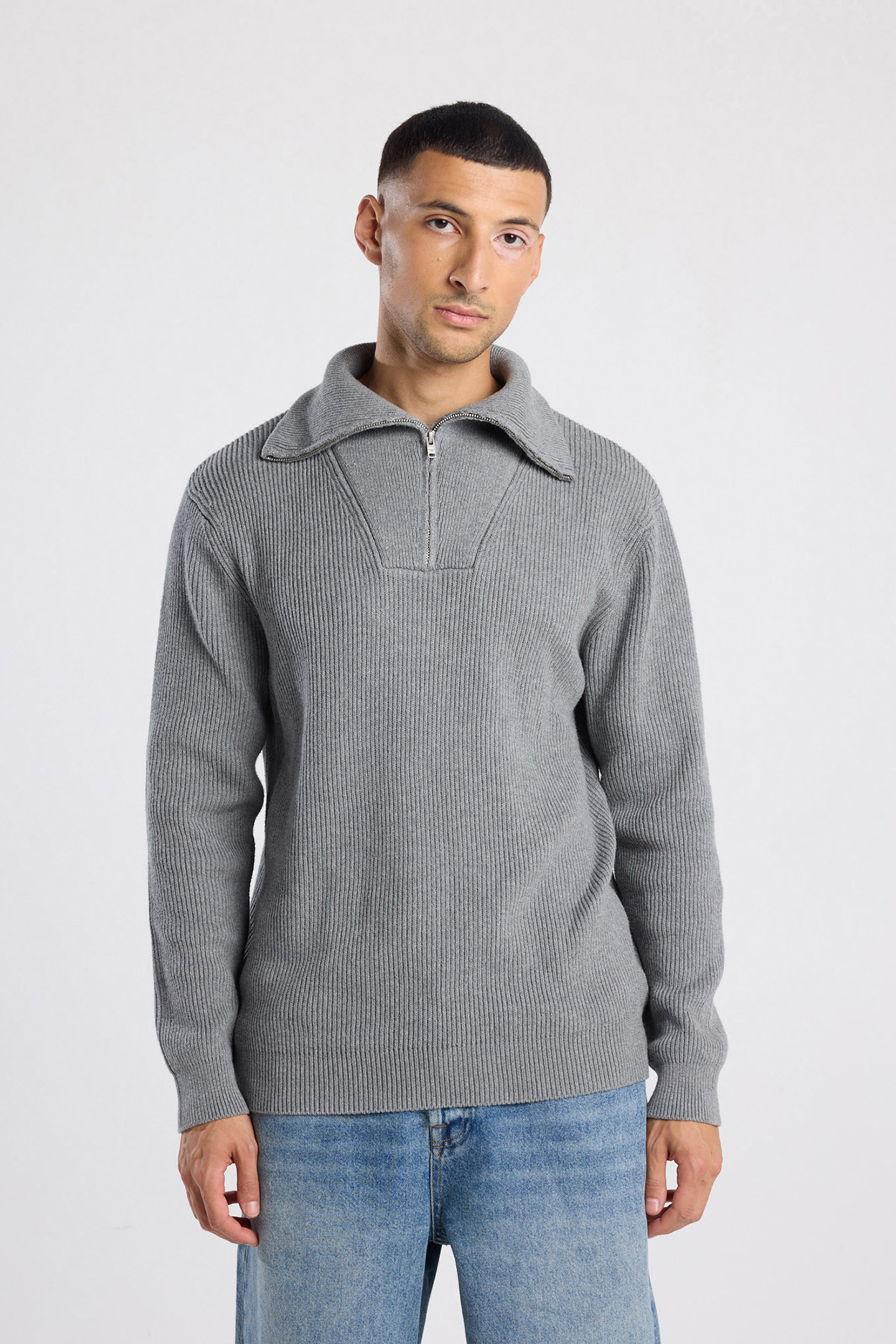 KENT HALFZIP DARK GREY MELANGE 1