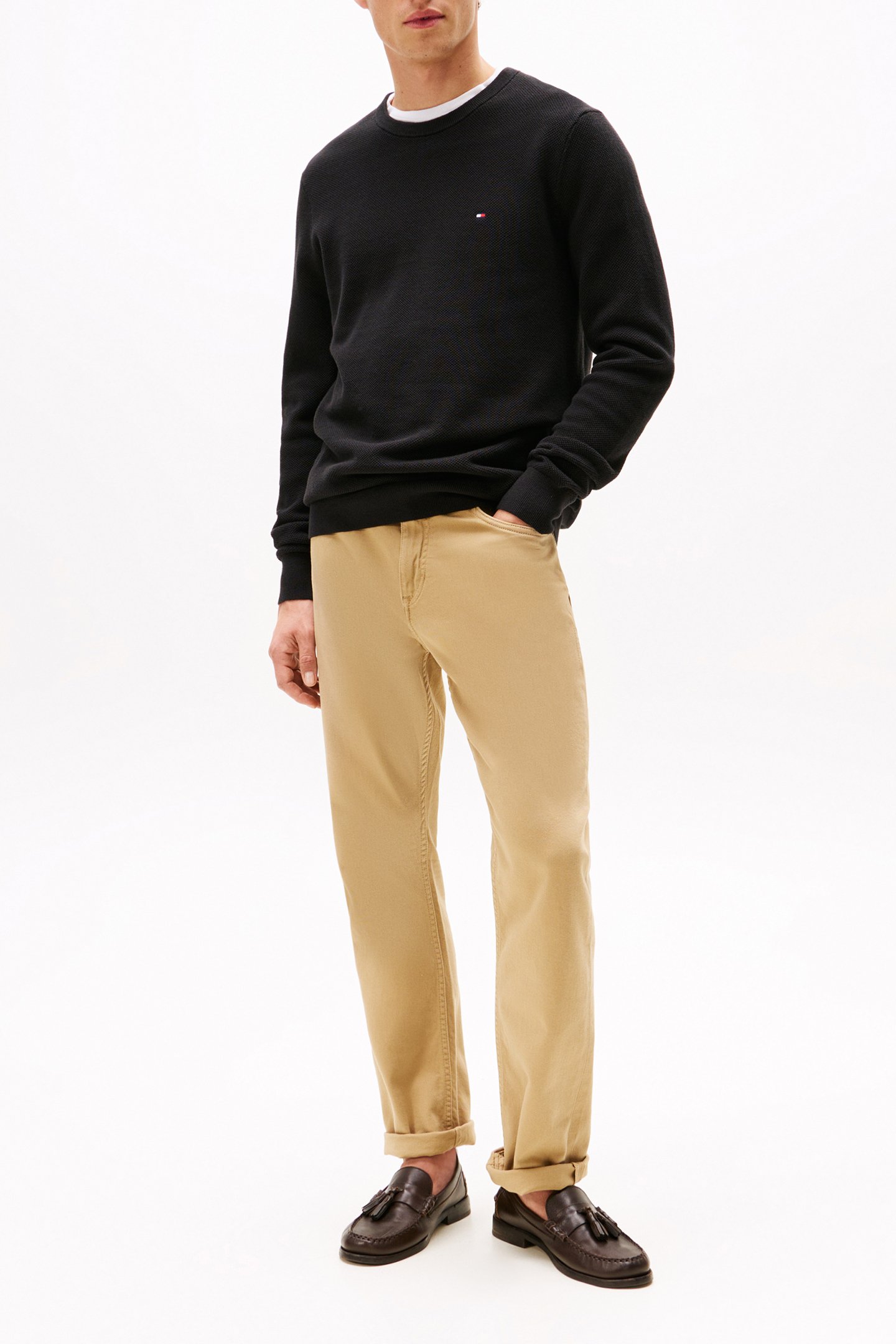 FLAG EMBROIDERY TEXTURED CREW NECK JUMPER BLACK 2