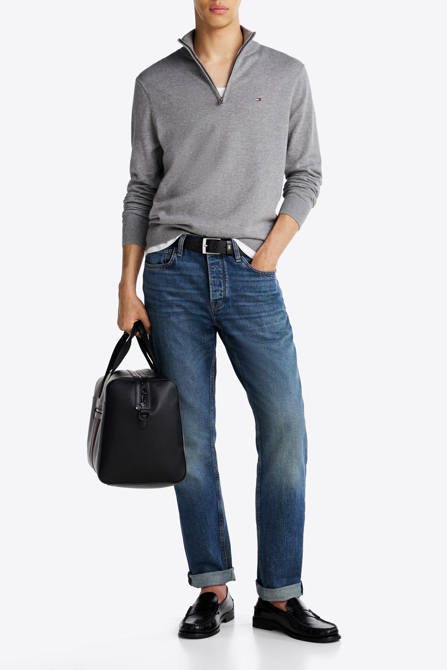 ESSENTIAL COTTON ZIP JUMPER MEDIUM GREY HEATHER 2